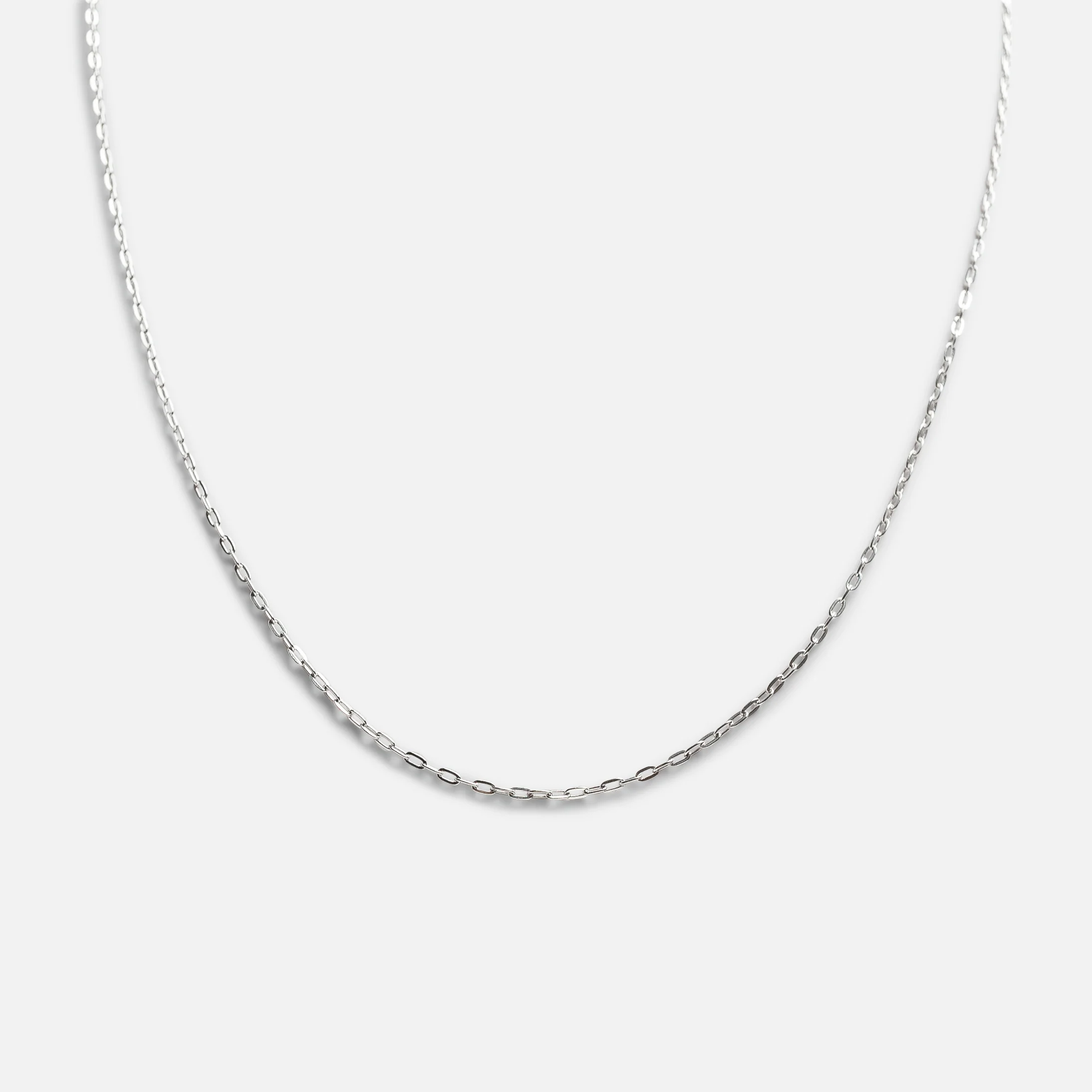 Chaîne argentée mailles trombone en argent sterling .925