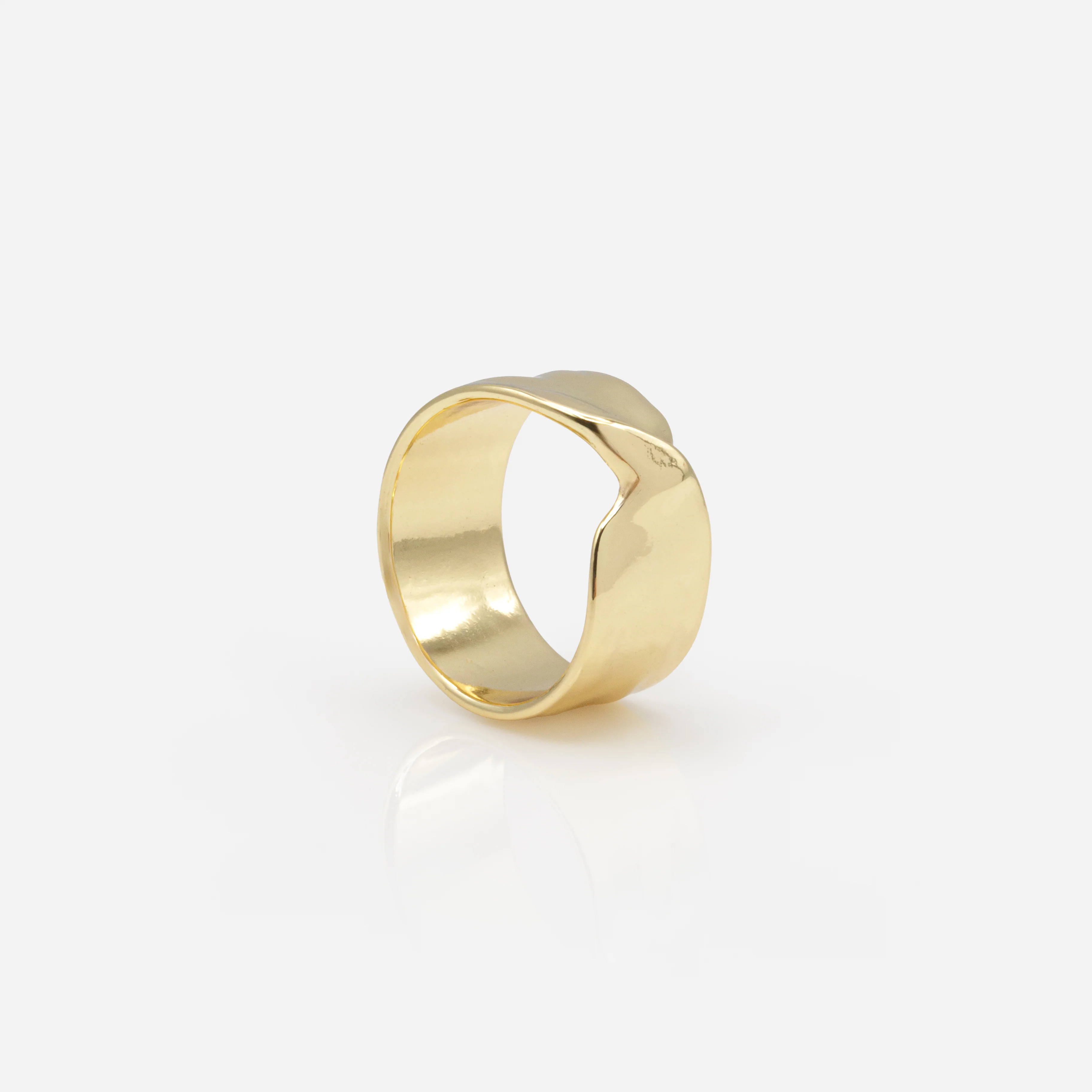 Large bague dorée froissée - Image 3