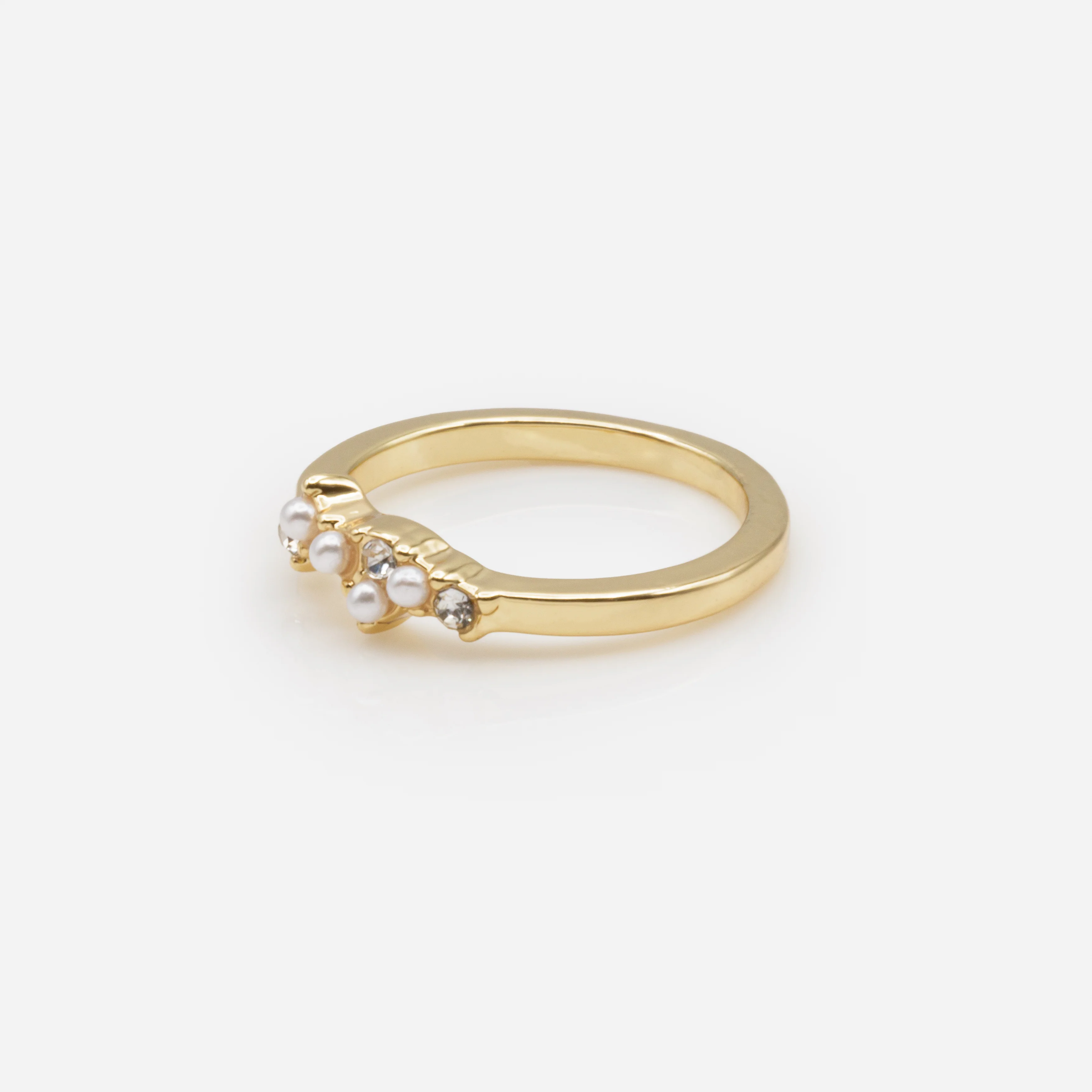 Bague dorée petites perles et zircons cubiques - Image 2