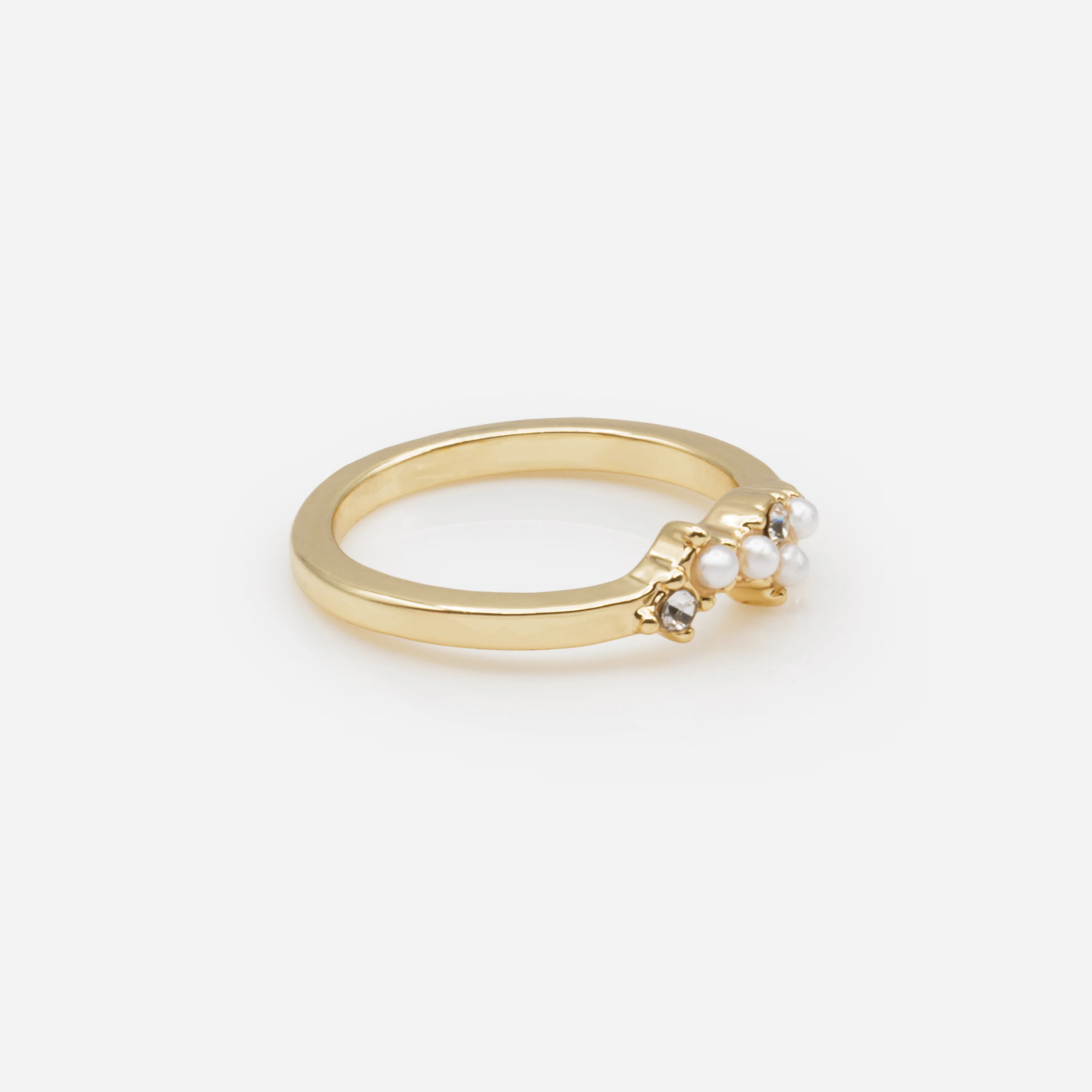 Bague dorée petites perles et zircons cubiques - Image 3