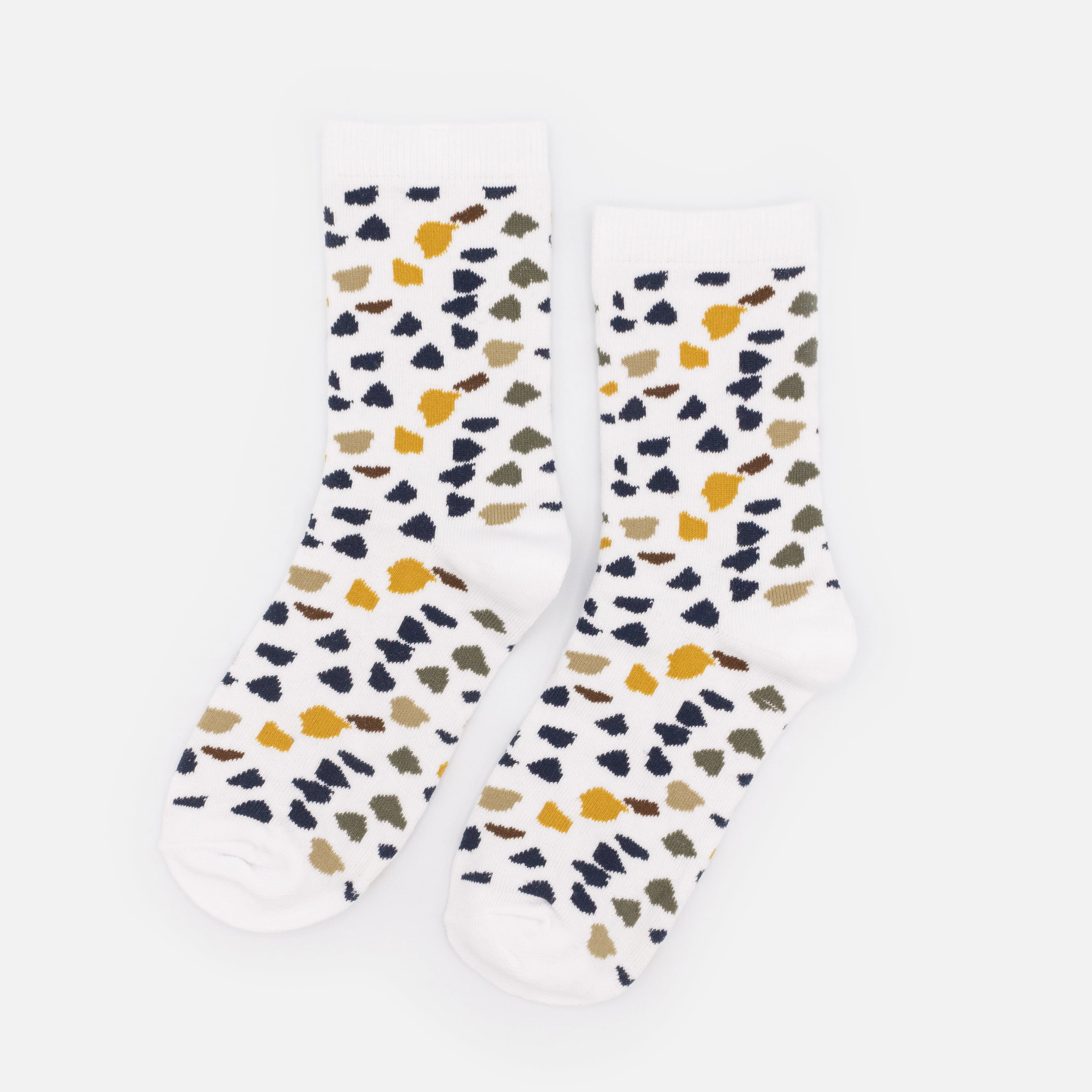 Bas blancs à motif terrazzo multicolore
