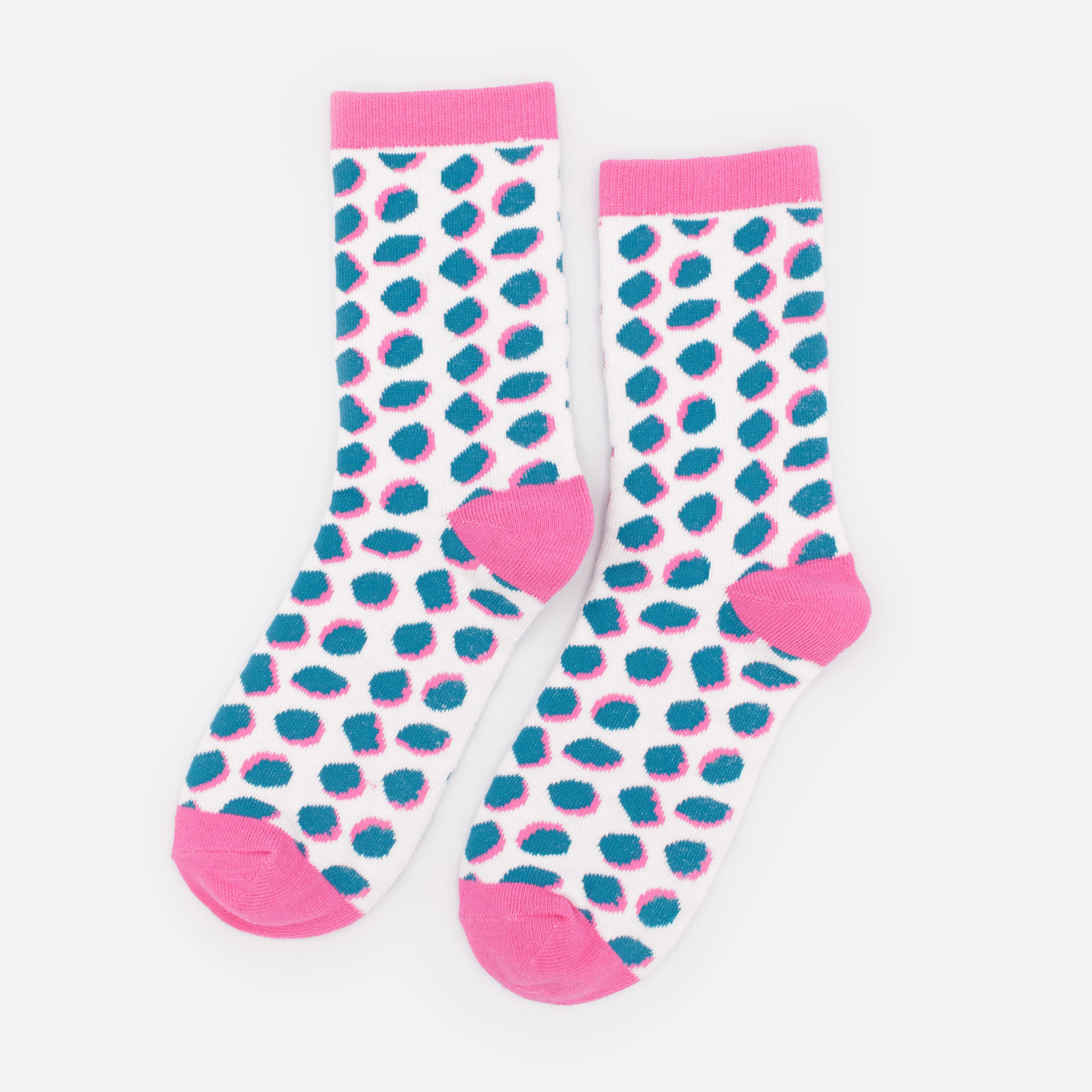 Bas blancs & roses à motif animalier sarcelle