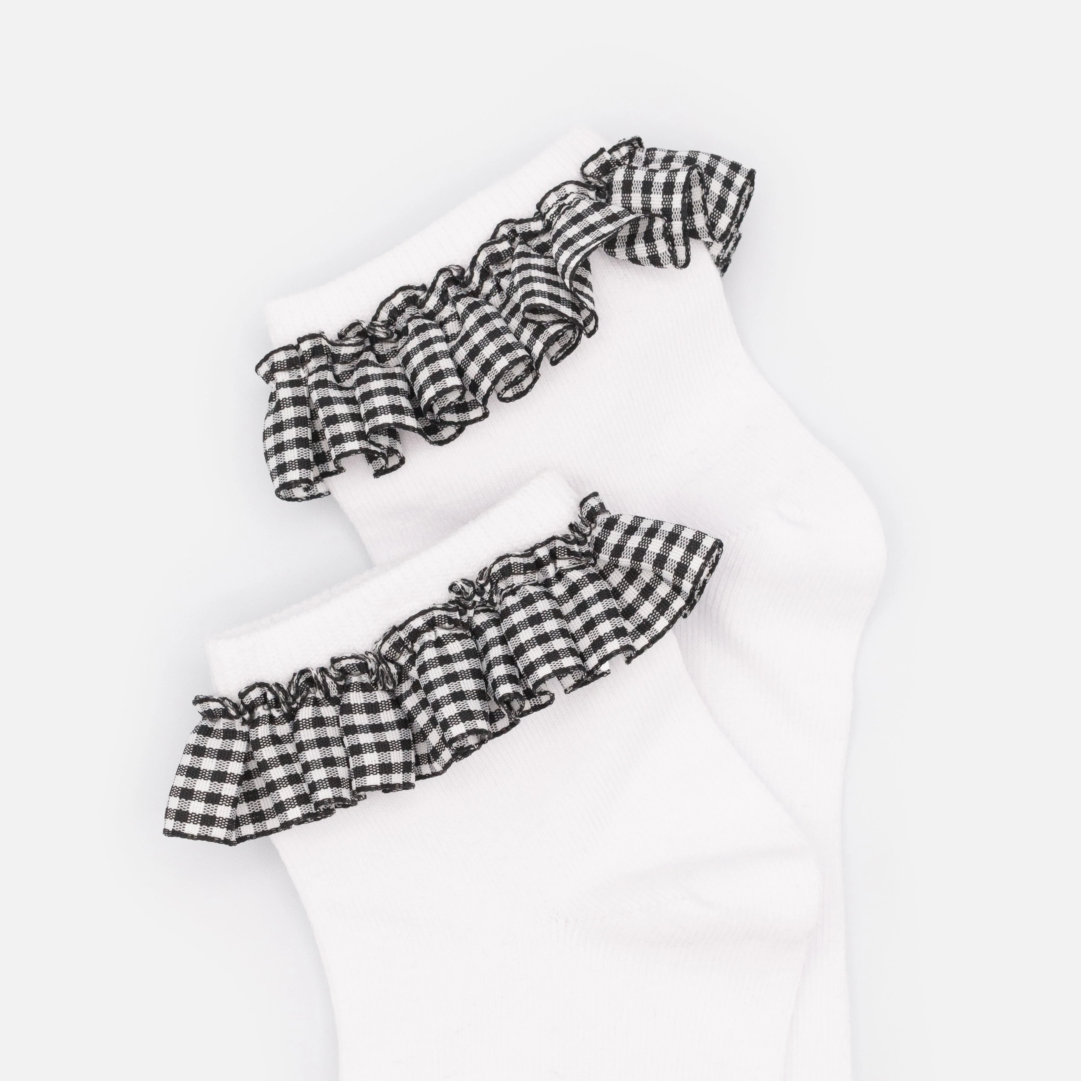 Bas cheville blancs avec dentelle à motif Vichy - Image 2