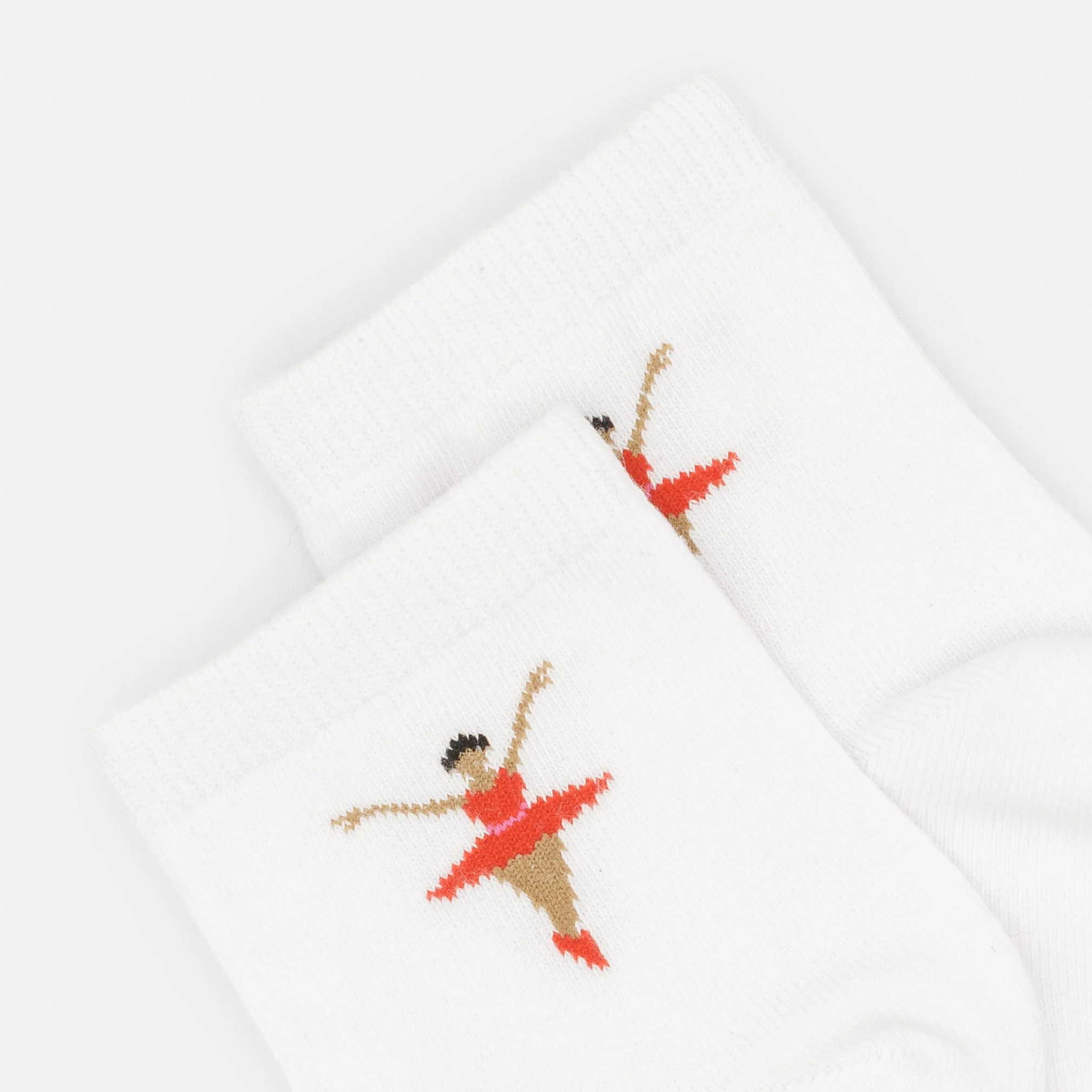 Bas cheville blancs avec ballerine rouge - Image 2
