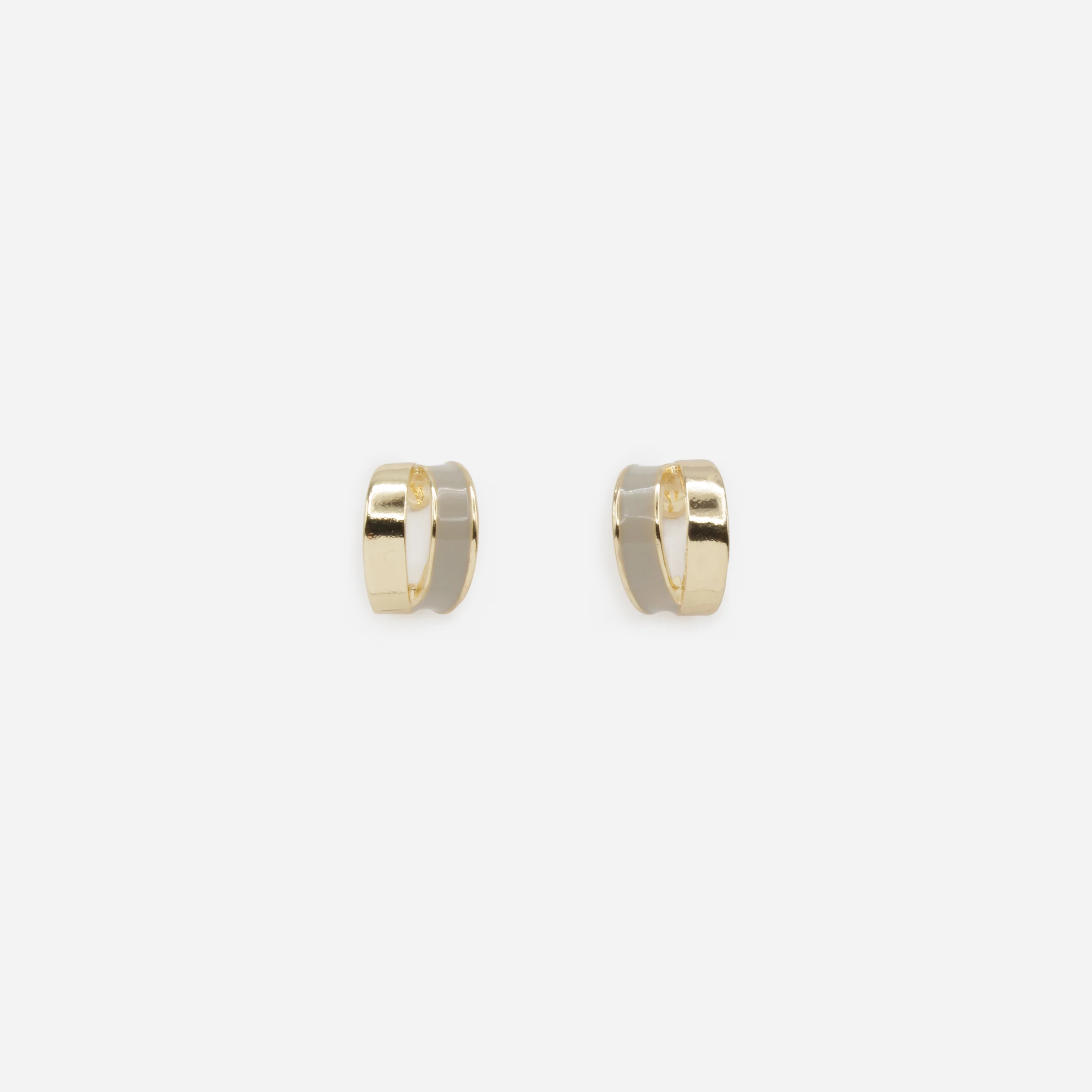 Boucles d'oreilles anneaux divisés beiges et dorés