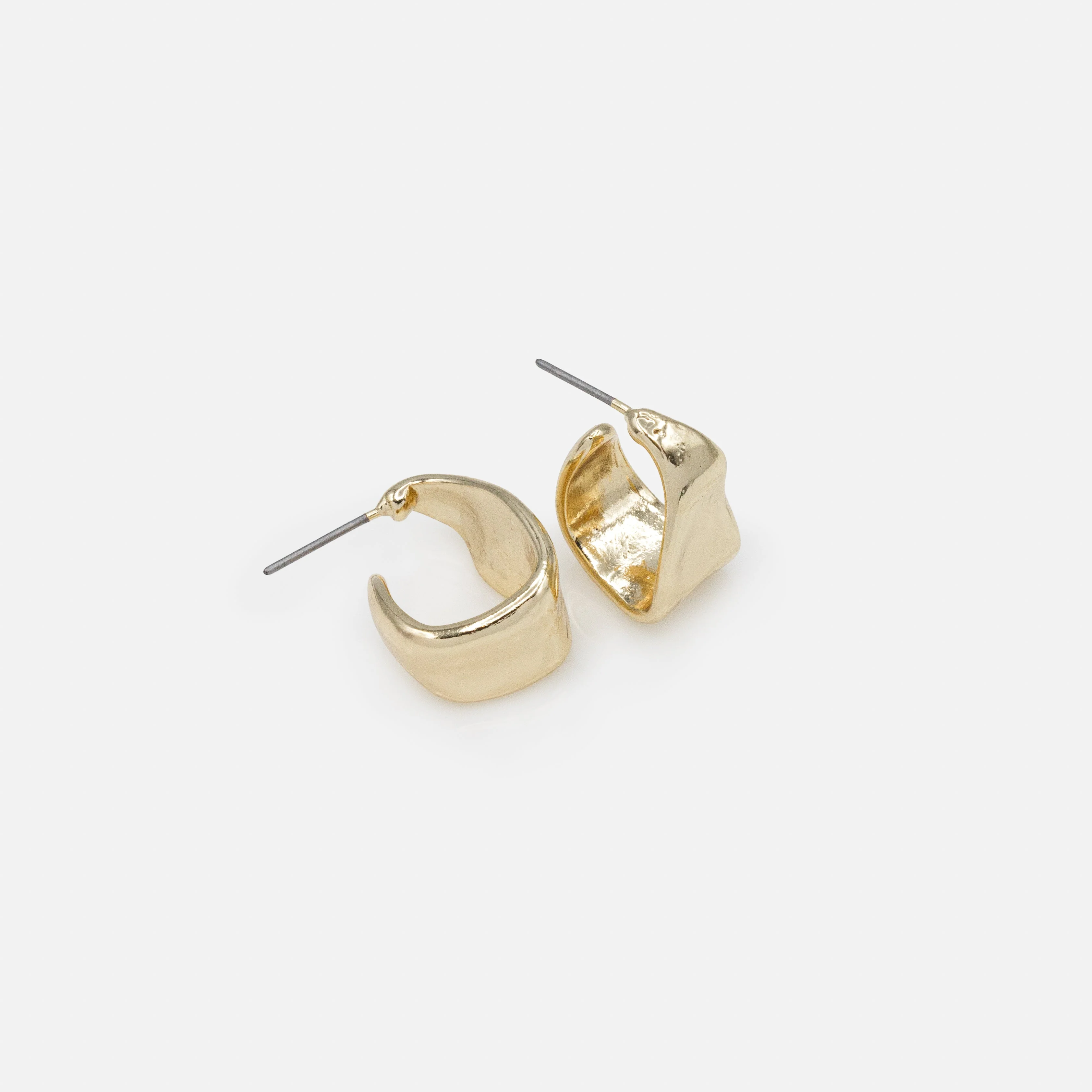 Boucles d'oreilles anneaux dorés imparfaits - Image 3