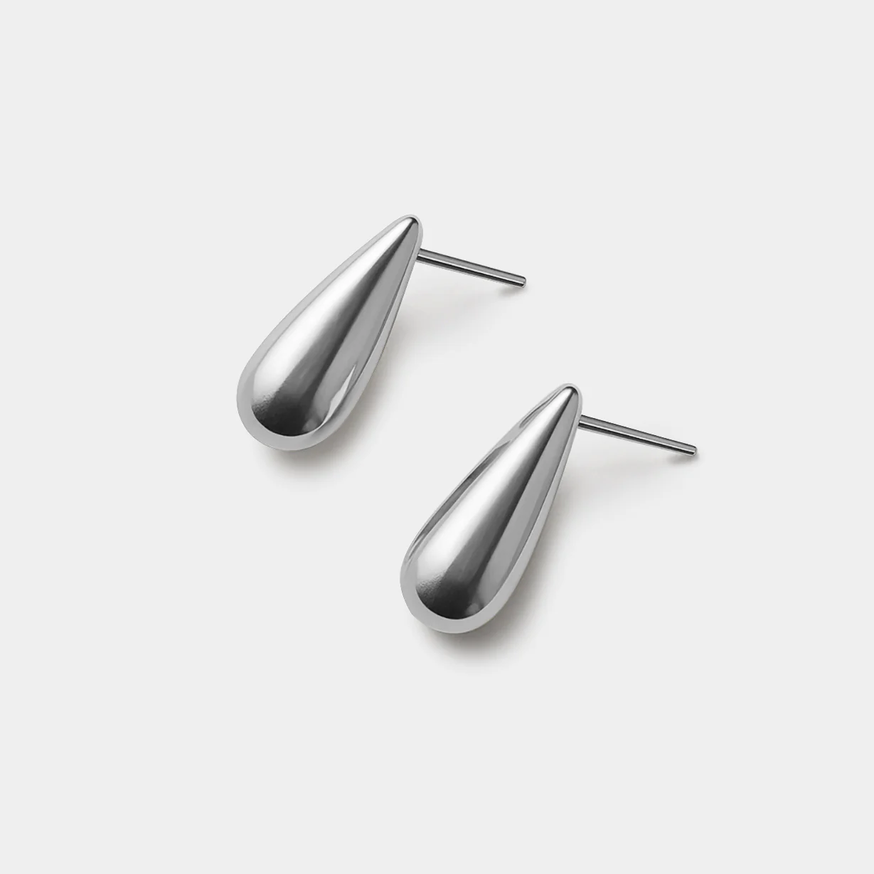 Boucles d'oreilles argentées en forme de goutte en acier inoxydable - Image 2