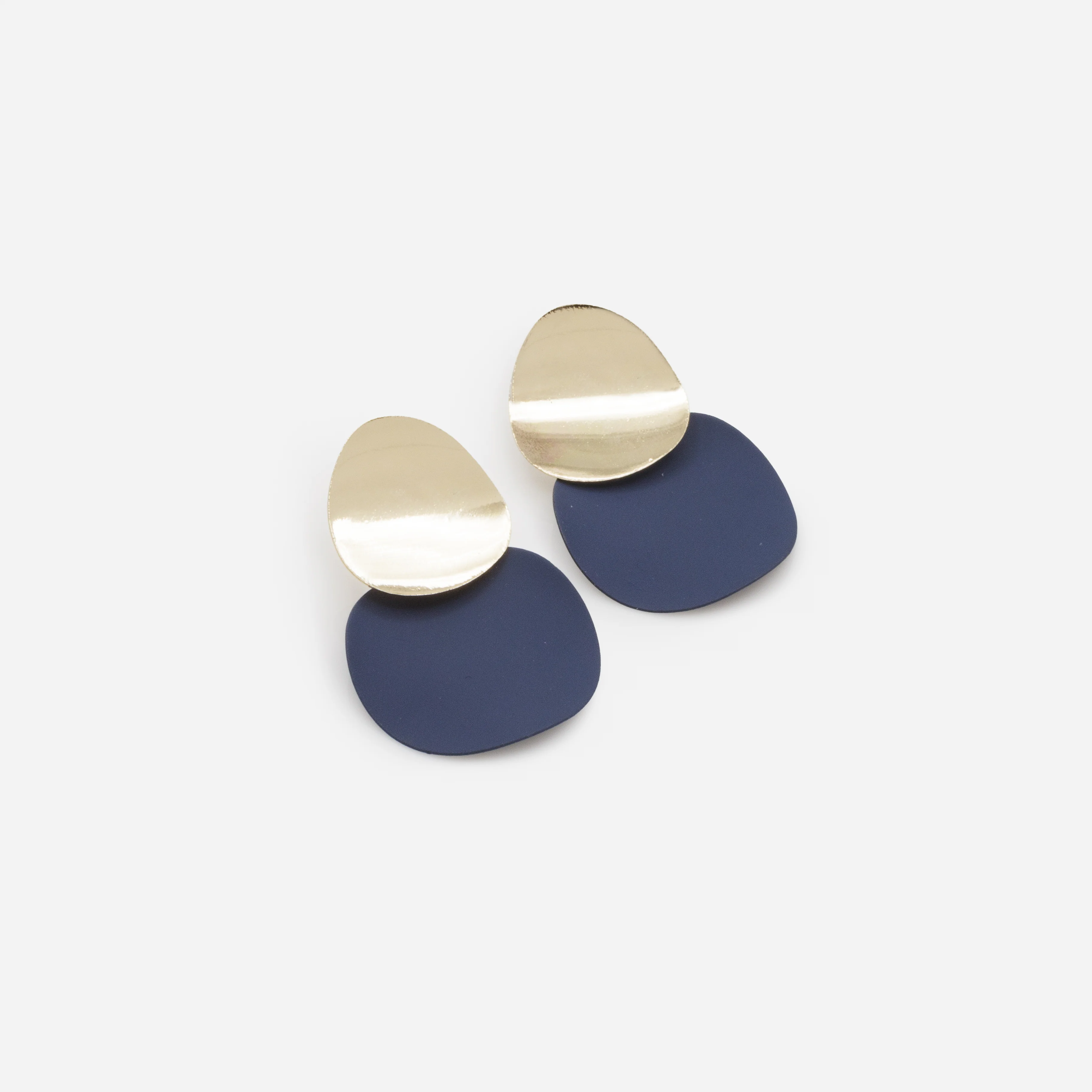 Boucles d'oreilles cercles marine et dorés - Image 2