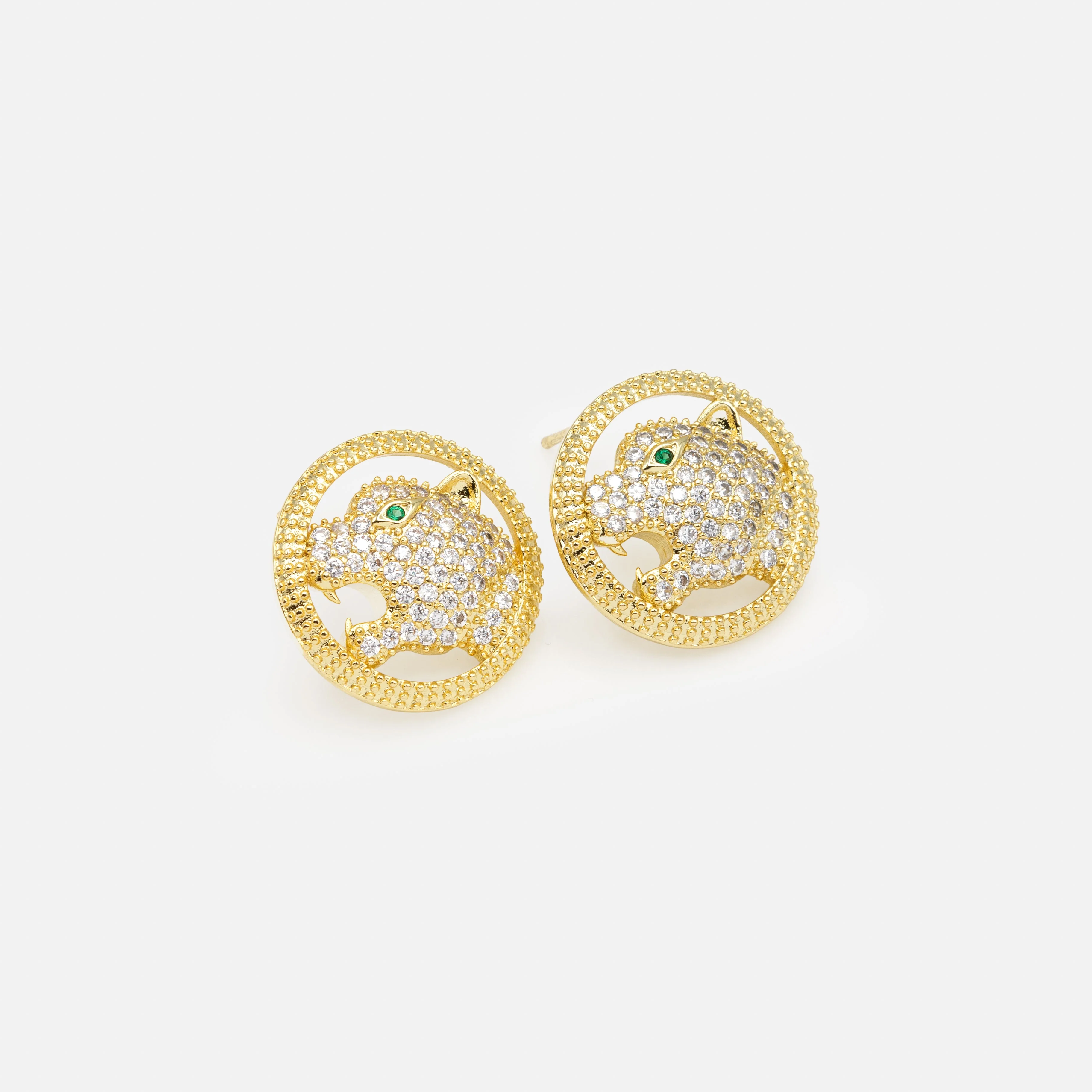 Boucles d'oreilles dorées panthère - Image 2