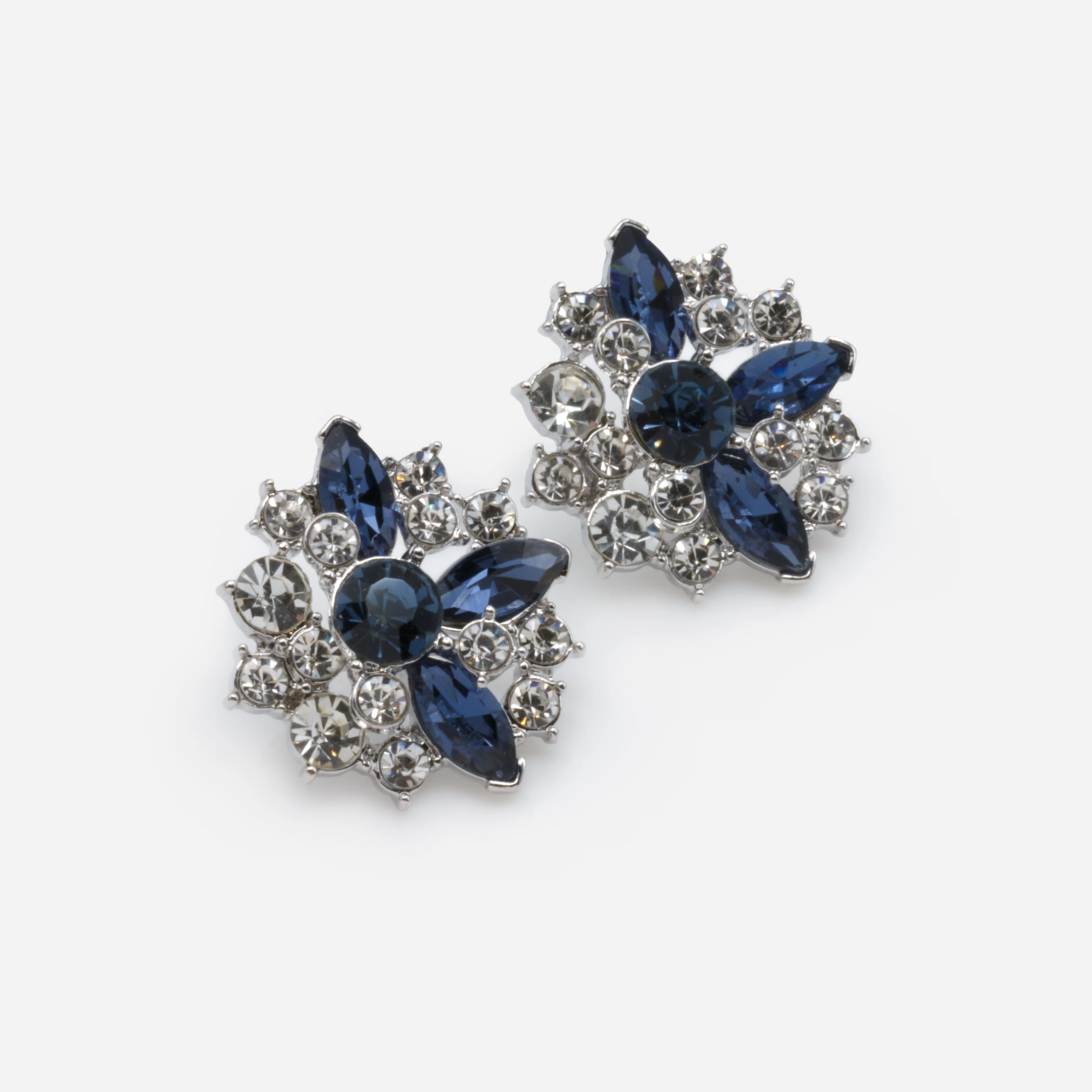 Boucles d'oreilles argentées et marine - Image 2