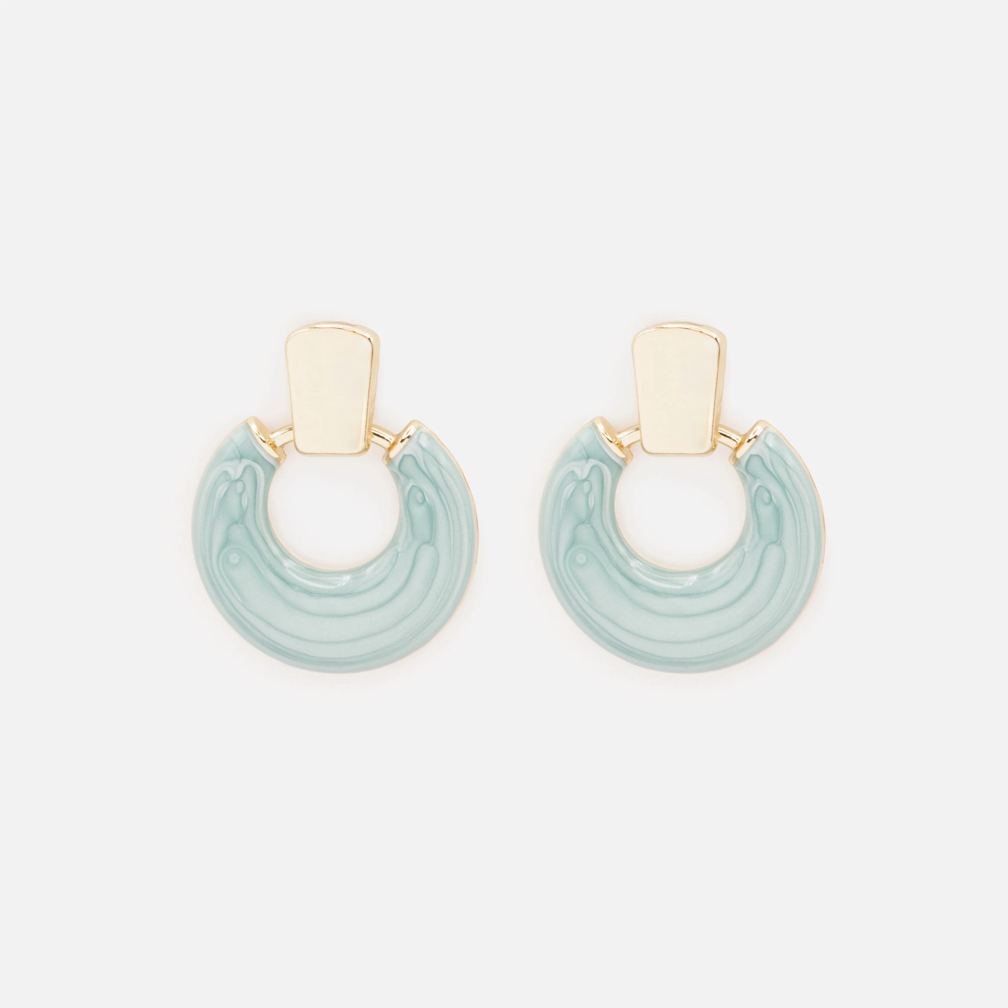 Boucles d'oreilles anneaux dorés et turquoise