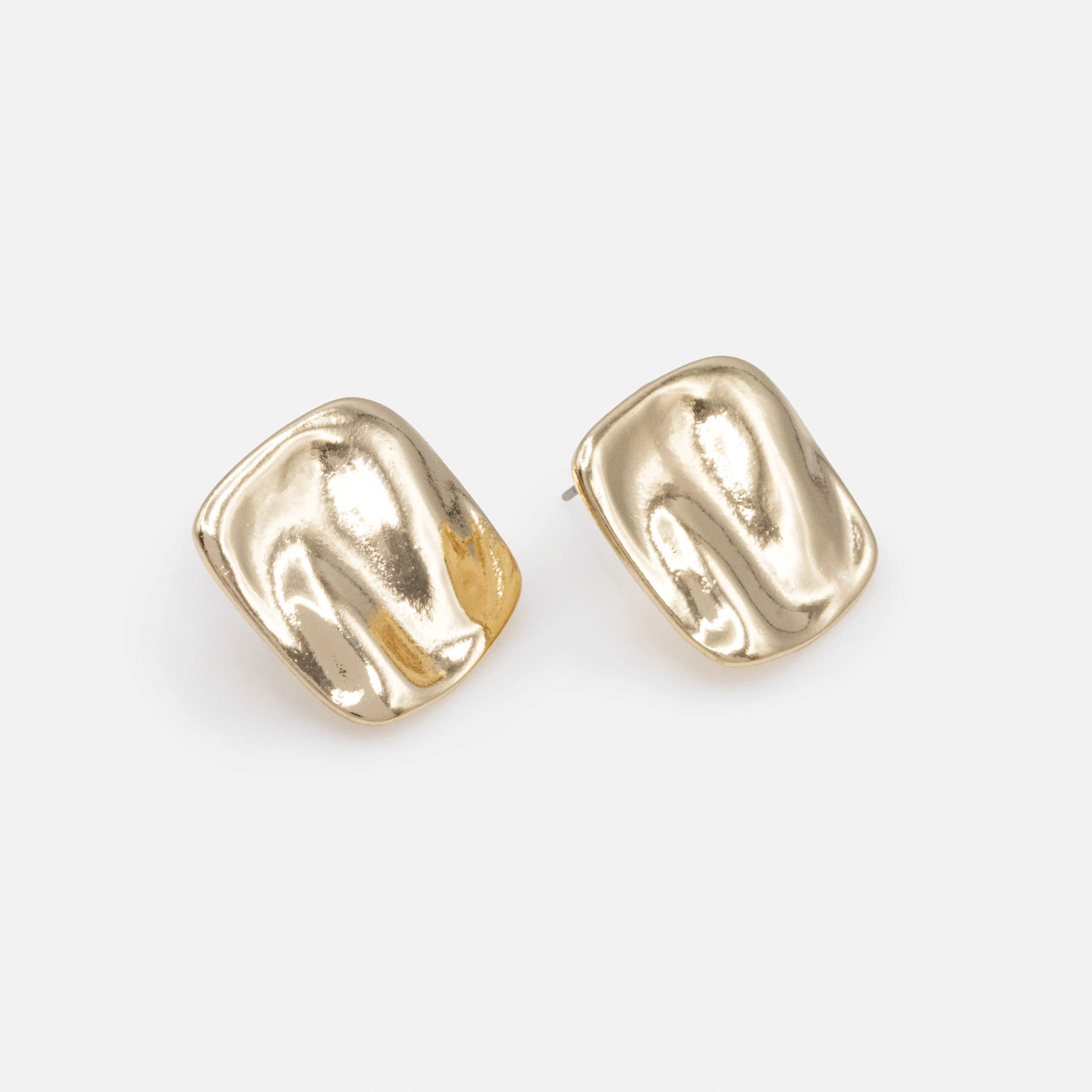 Boucles d'oreilles dorées carrées & ondulées - Image 2