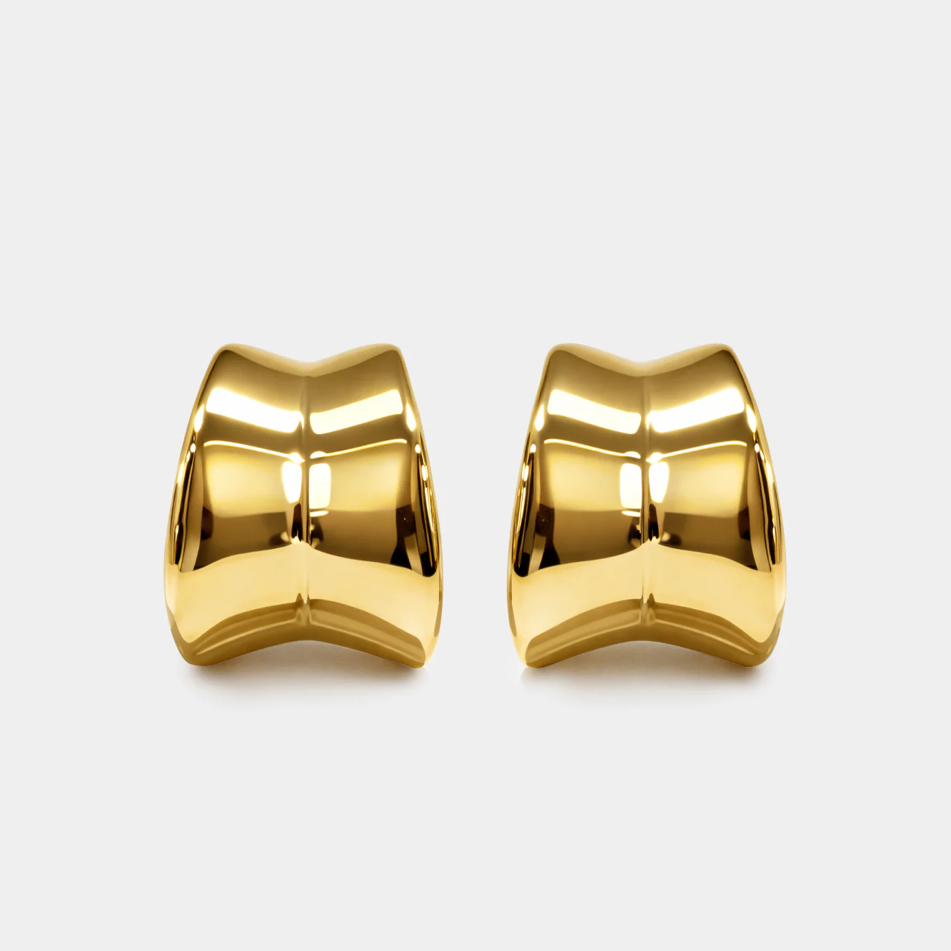 Boucles d'oreilles dorées courbées en acier inoxydable - Image 2