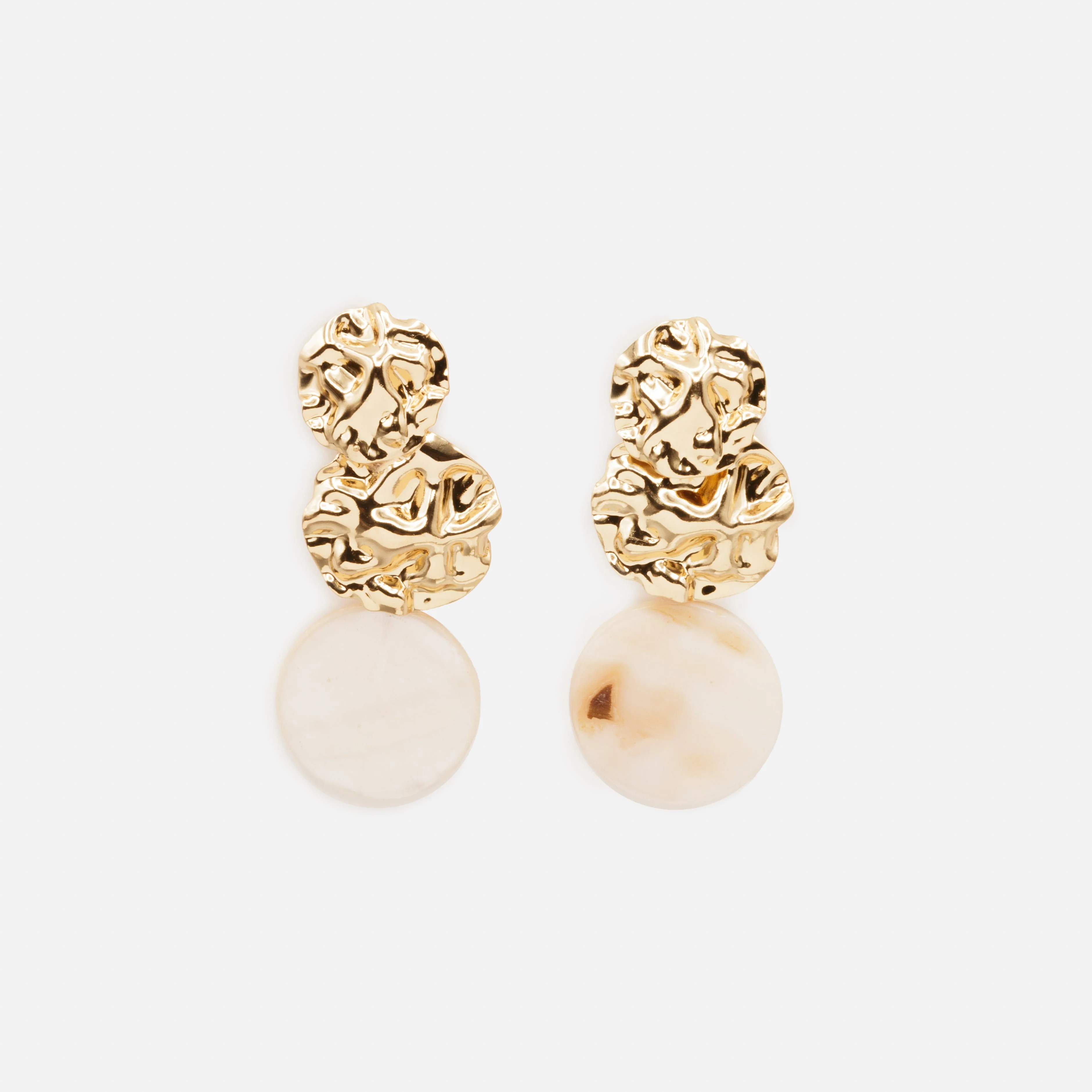 Boucles d'oreilles longues cercles deux tons