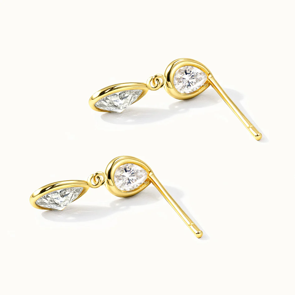 Boucles d'oreilles en or vermeil avec zircons cubiques en forme de gouttes - Image 3