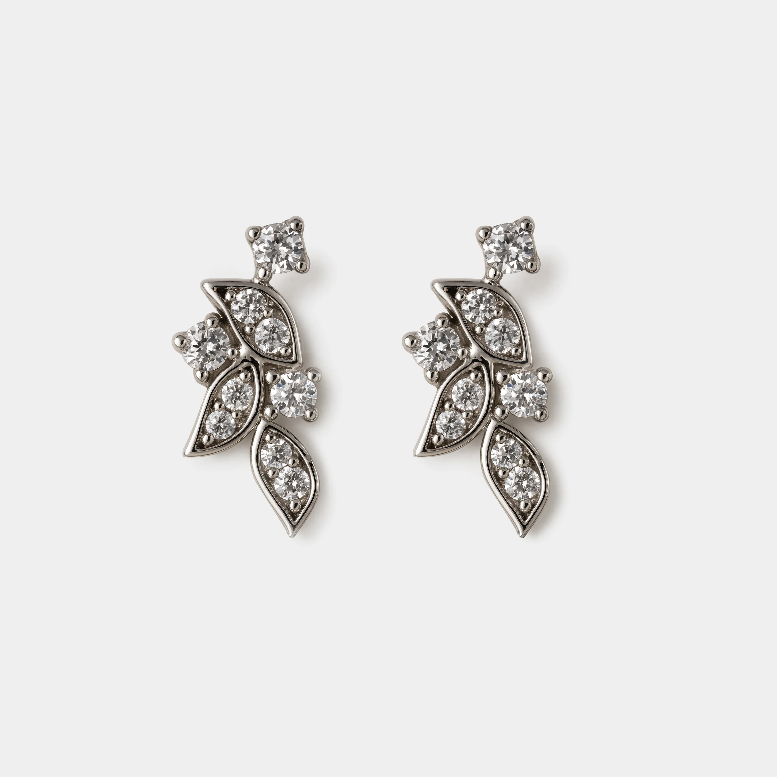Boucles d'oreilles feuillage argenté en acier inoxydable