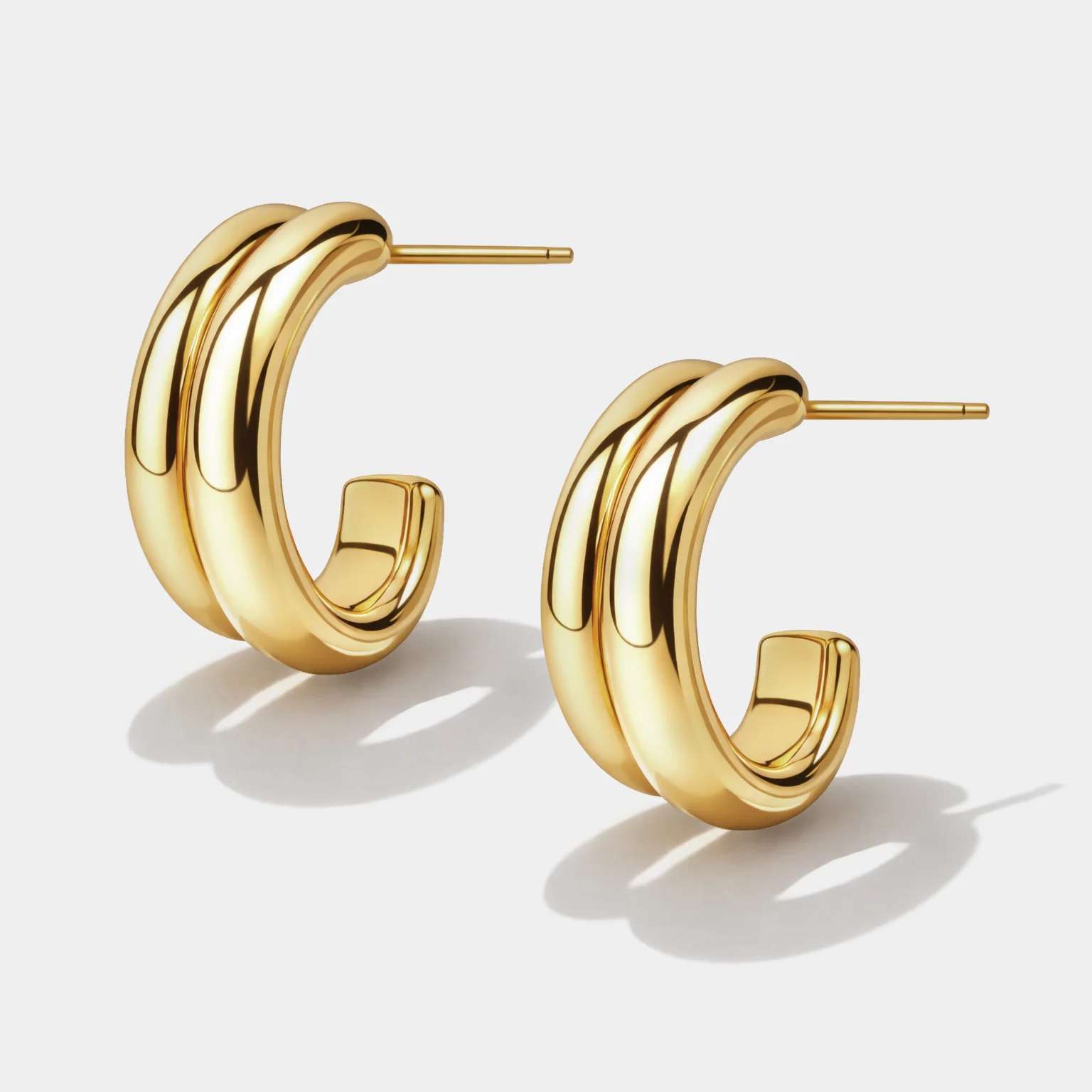 Boucles d'oreilles griffes dorées en acier inoxydable - Image 2