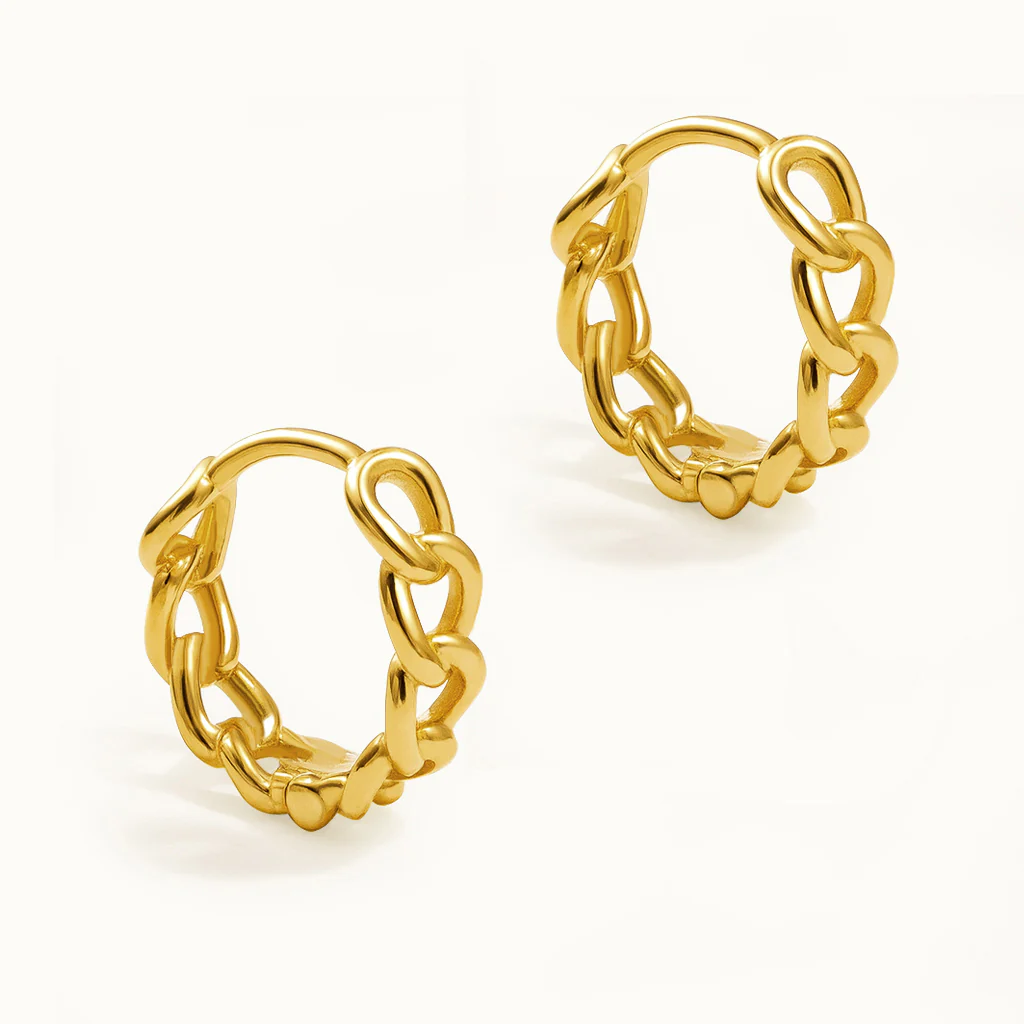 Boucles d'oreilles huggies 13 mm mailles gourmette en or vermeil