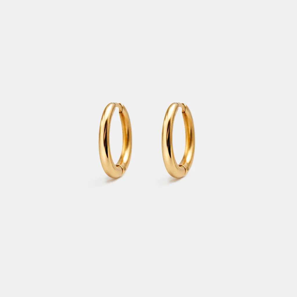 Boucles d'oreilles huggies dorées en acier inoxydable - Image 2