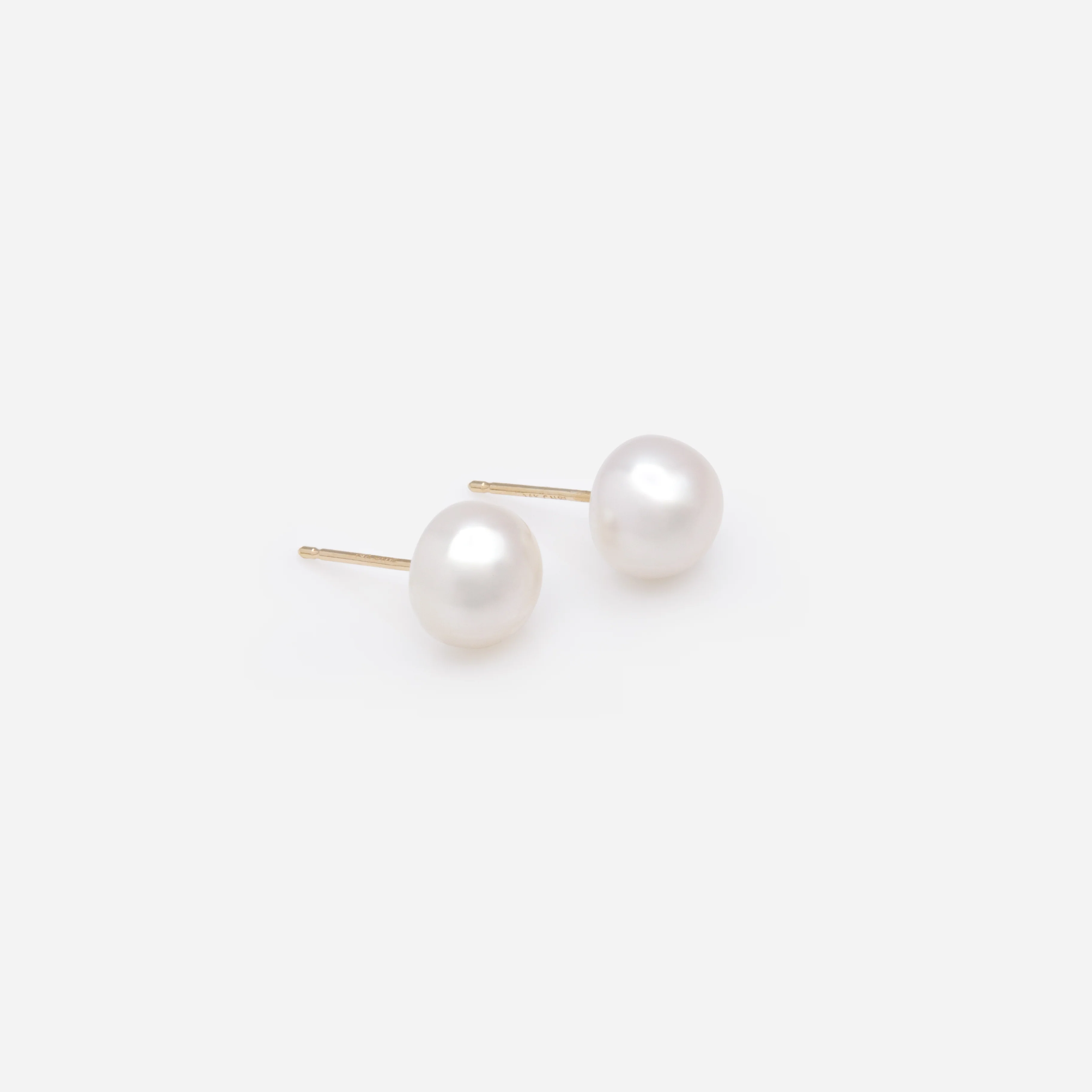 Boucles d'oreilles perles d'eau douce 7 à 7,5 mm avec tige en or 14 carats - Image 3