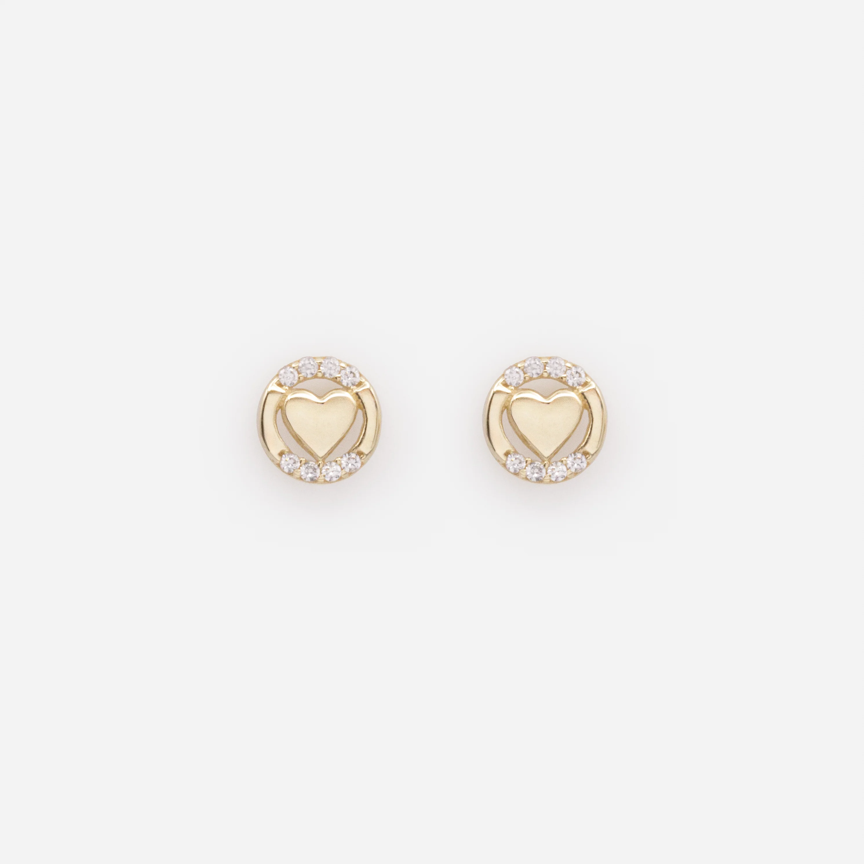 Boucles d'oreilles petits coeurs avec zircons cubiques en or 10 carats