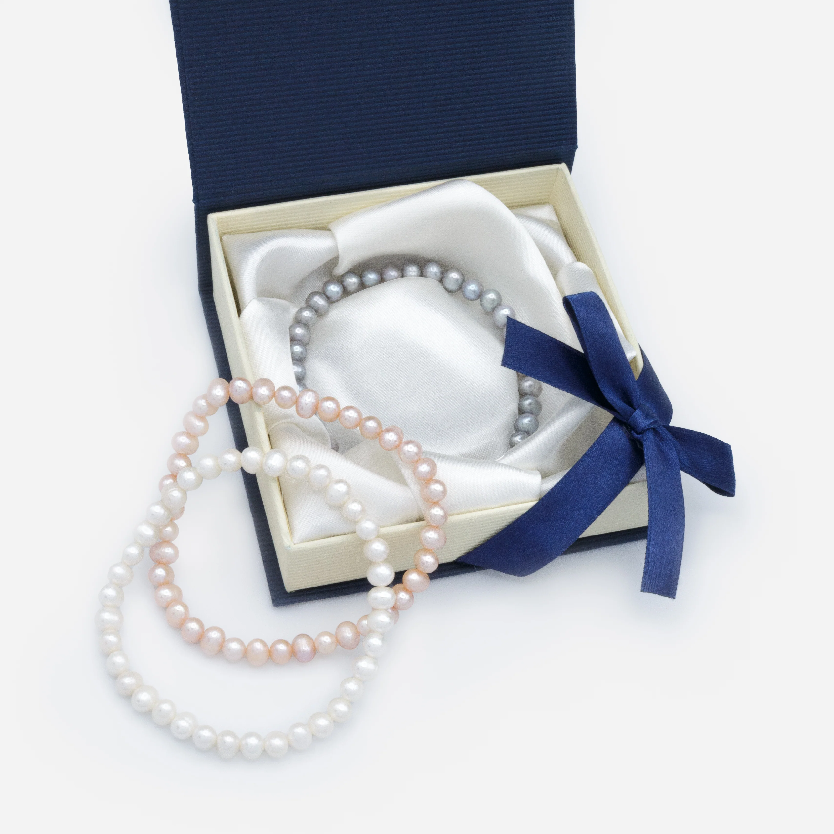 Bracelets de perles d'eau douce 3 tons en trio - Image 6