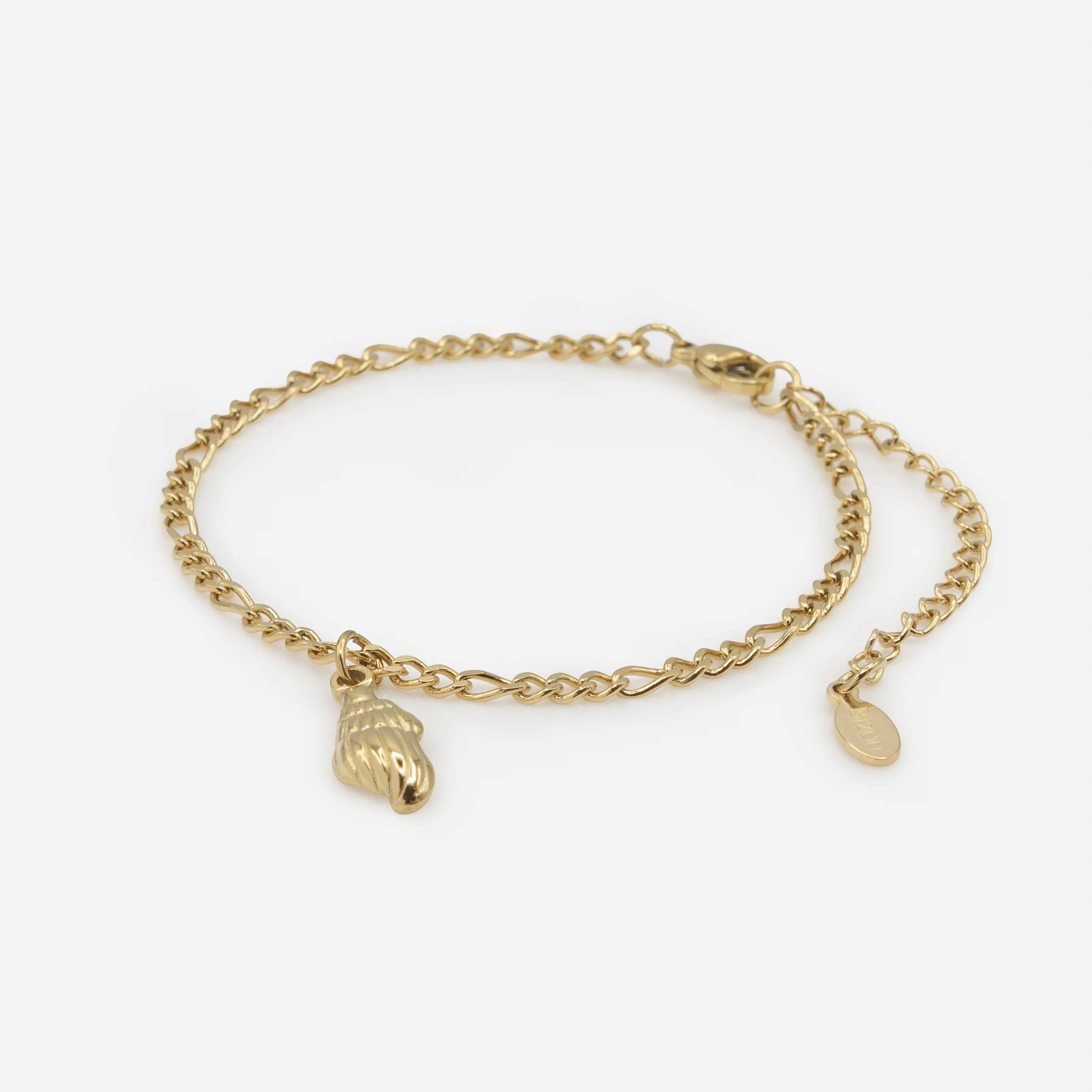 Bracelet doré à mailles figaro avec breloque coquillage en acier inoxydable - Image 2