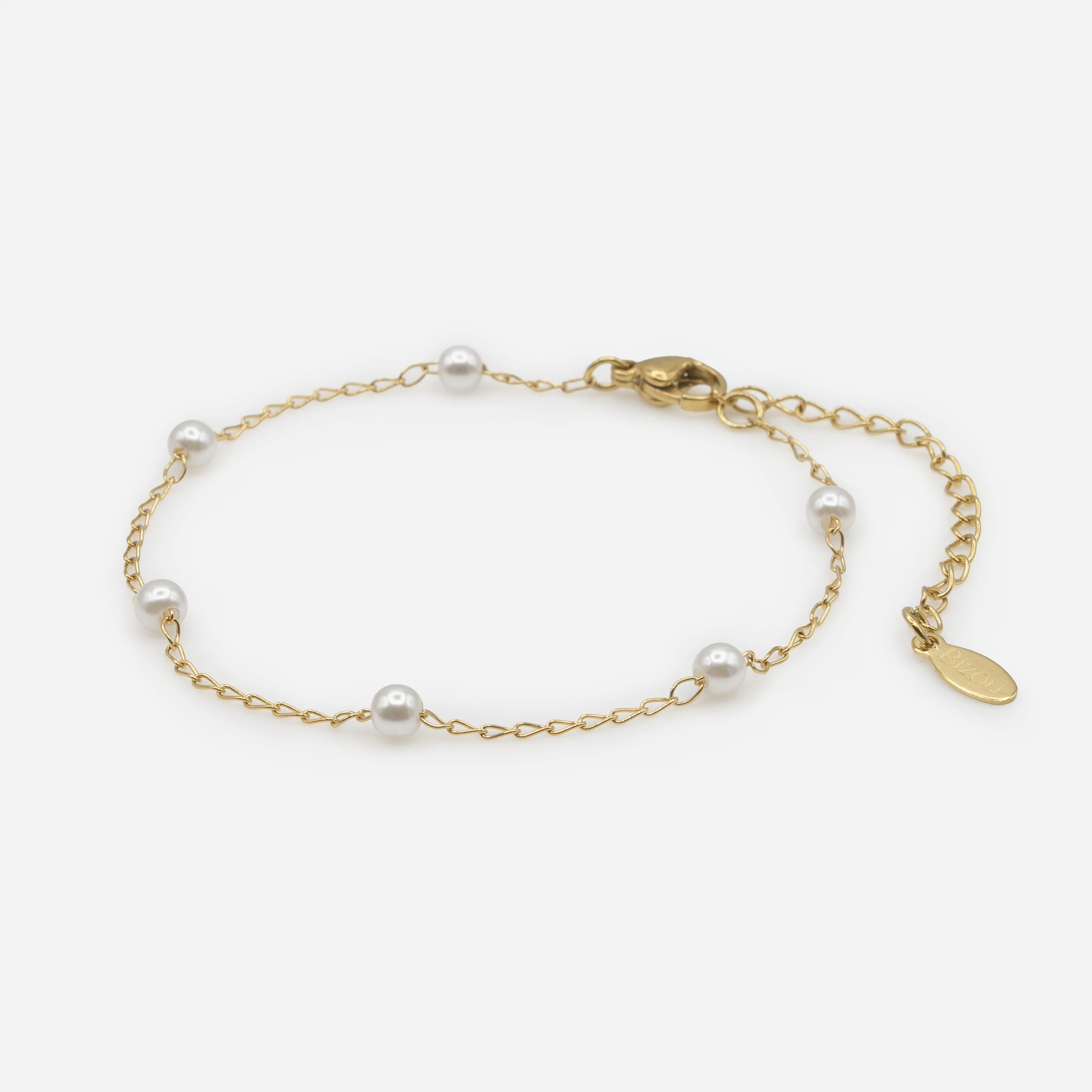 Bracelet doré avec petites perles en acier inoxydable - Image 2