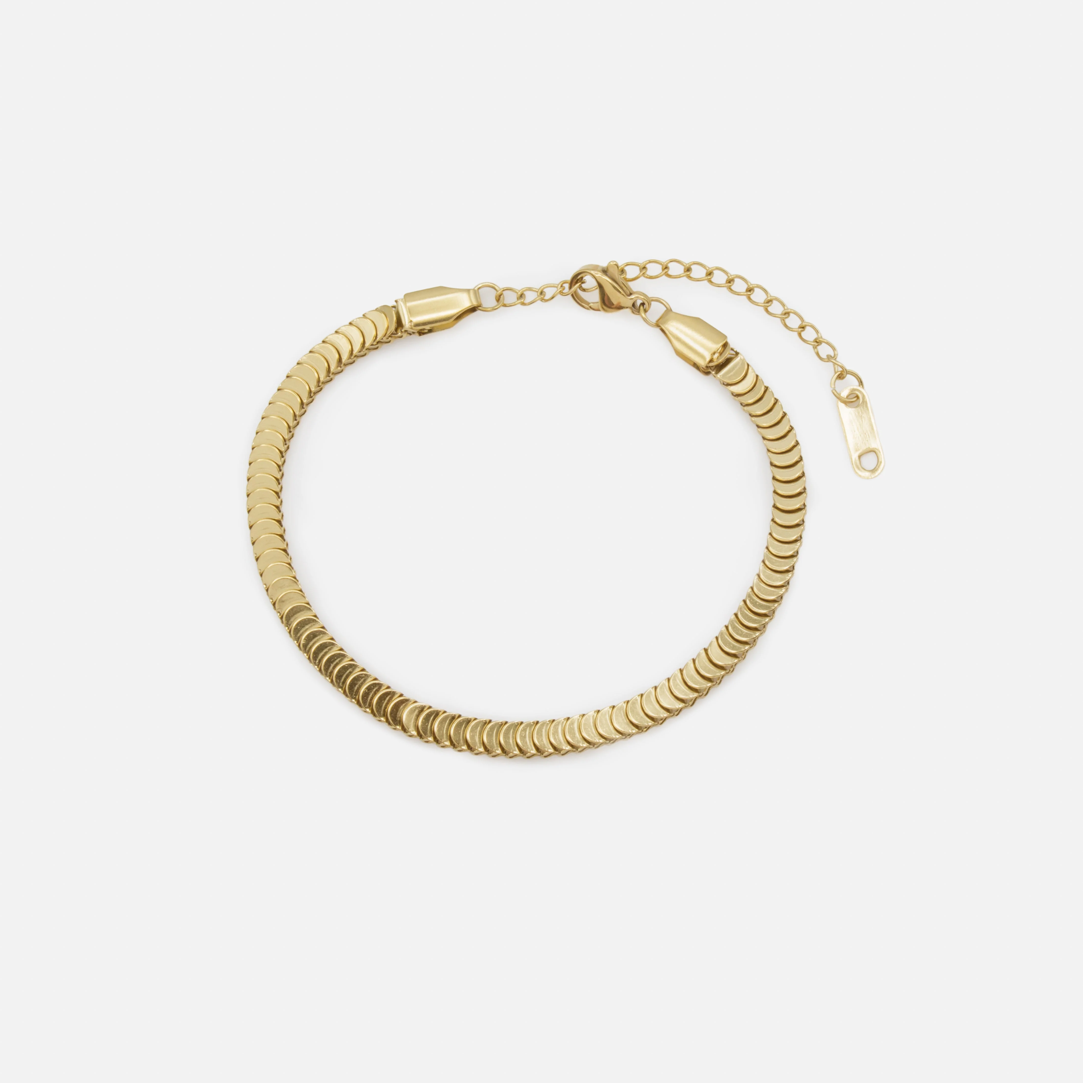 Bracelet doré demi-cercles effet domino en acier inoxydable