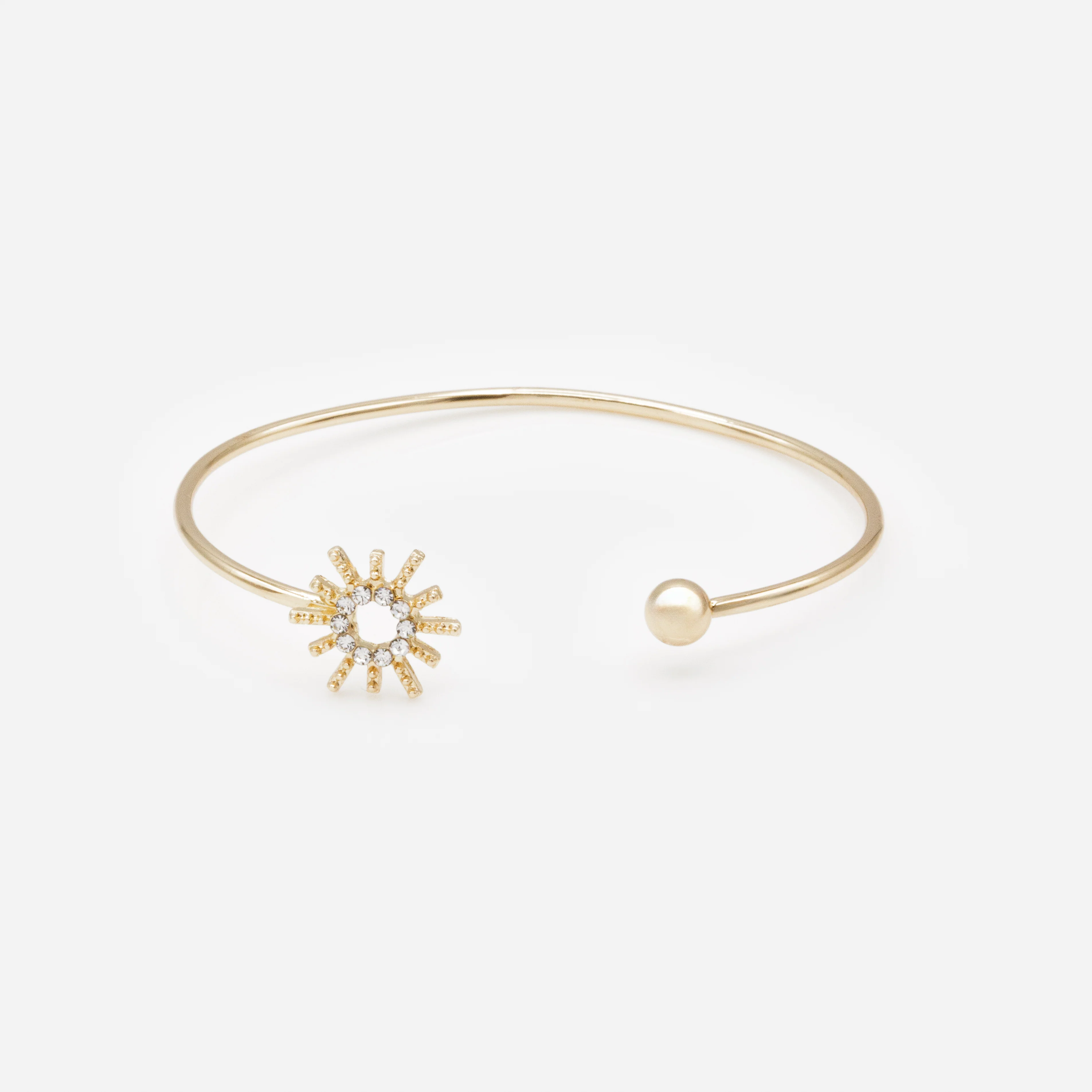 Bracelet rigide ajustable soleil doré avec zircons cubiques