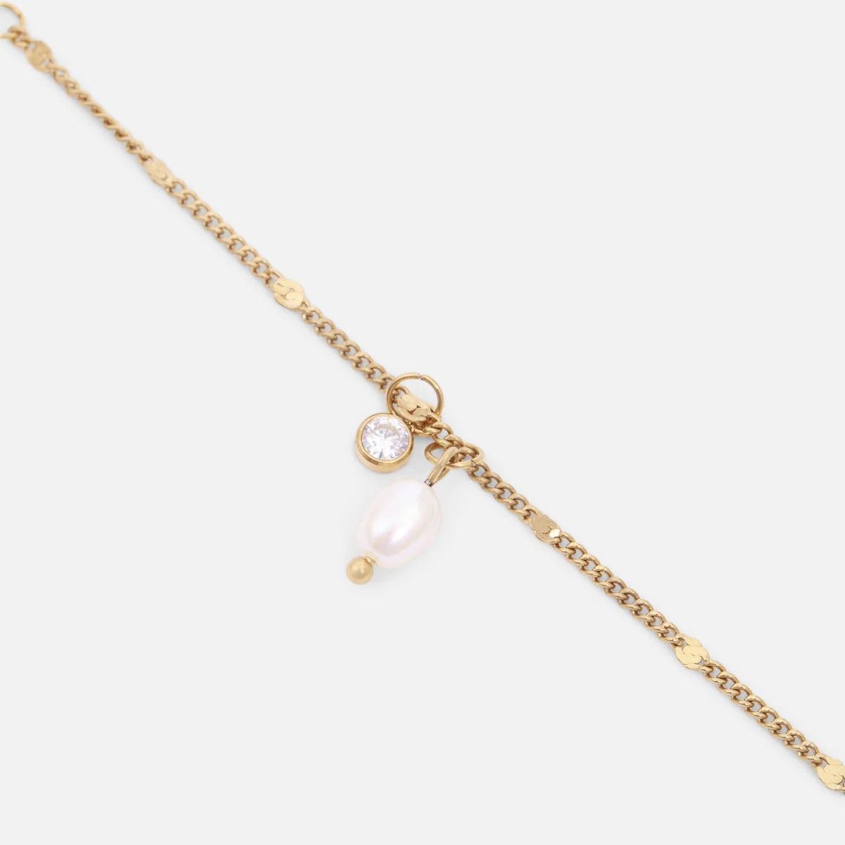 Bracelet doré pierre et perle en acier inoxydable - Image 2