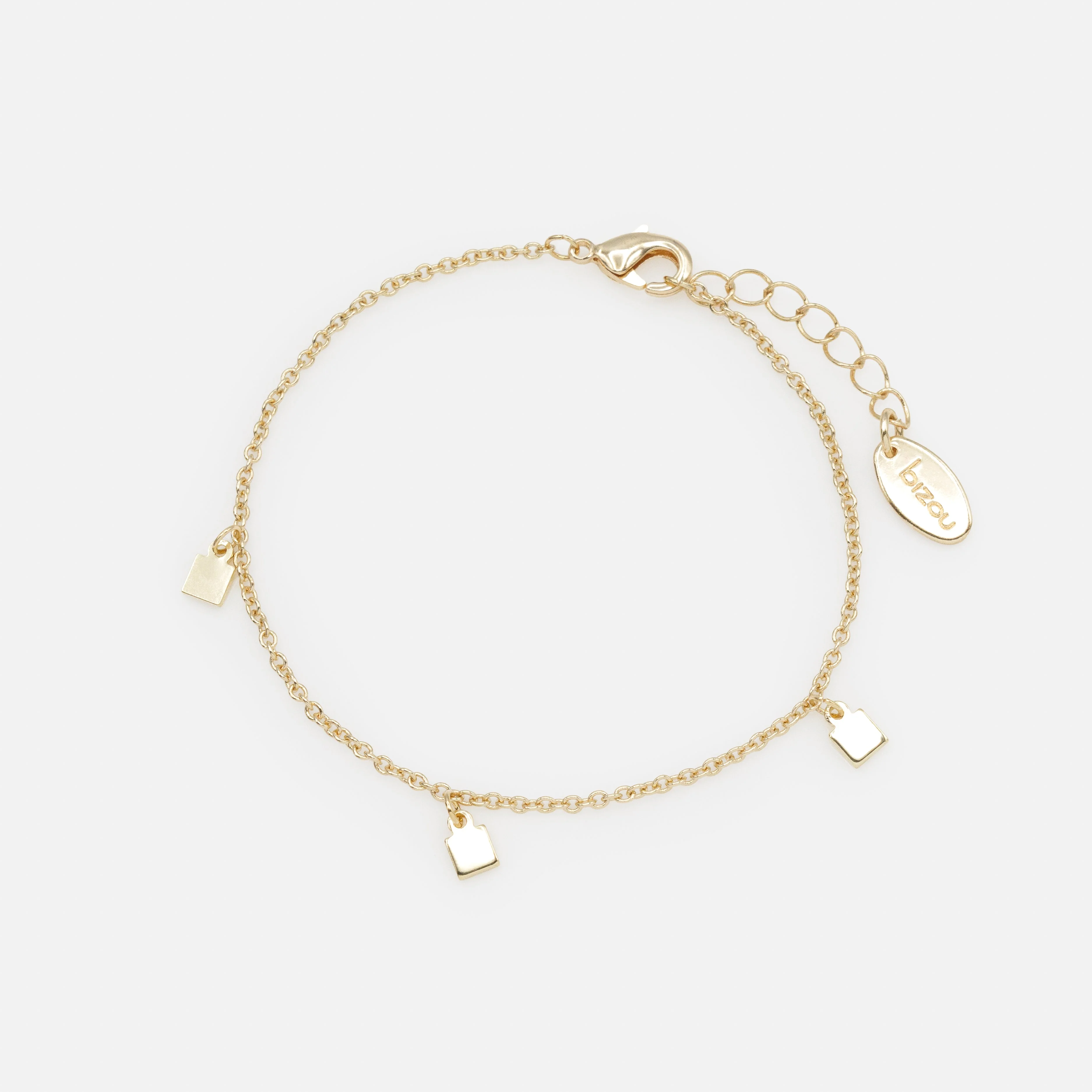 Bracelet doré petites breloques carrées