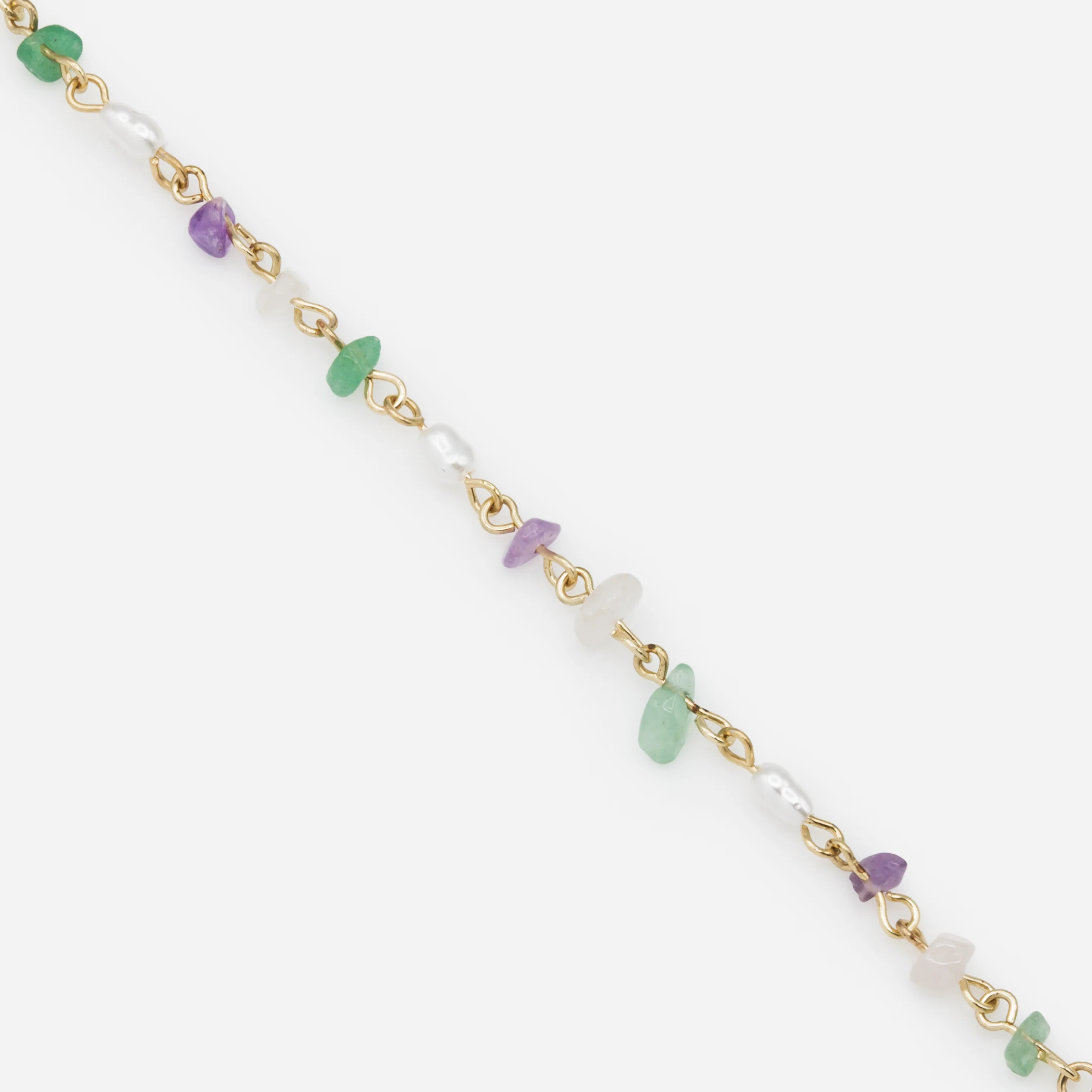 Bracelet doré série de perles et pierres colorées - Image 2
