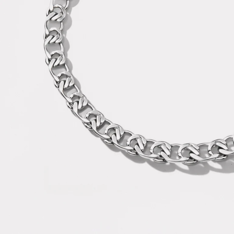 Bracelet argenté maille croisée en acier inoxydable - Image 2
