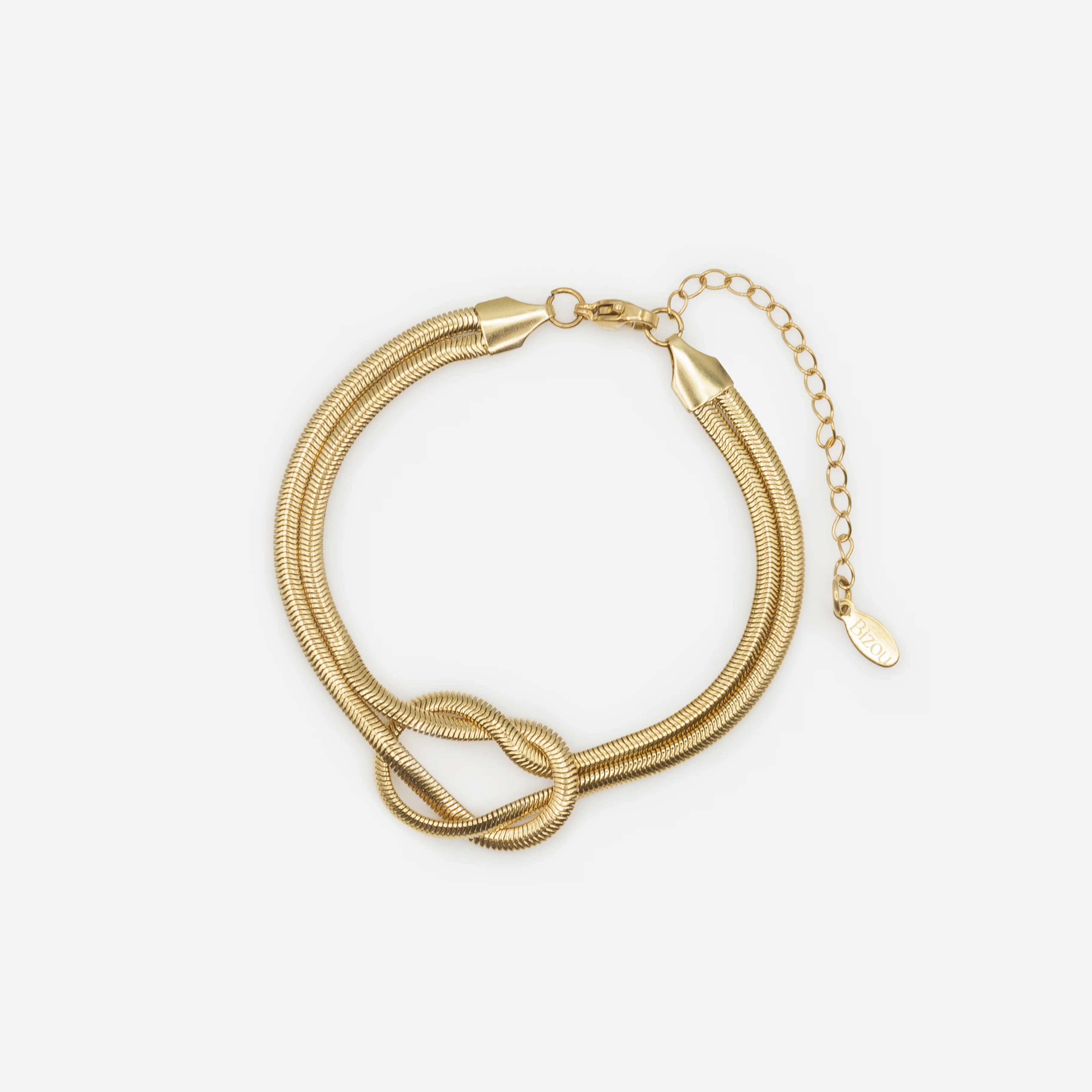 Bracelet noeud doré à mailles serpentines rondes en acier inoxydable