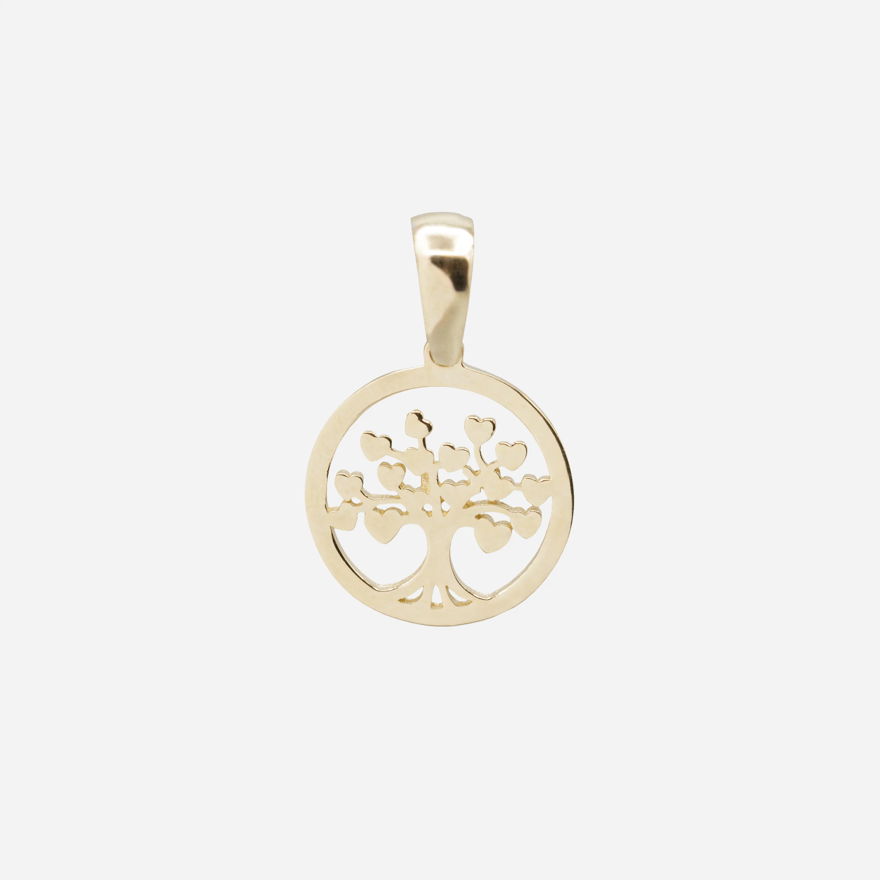 Breloque arbre de vie feuilles en coeur en or 10 carats