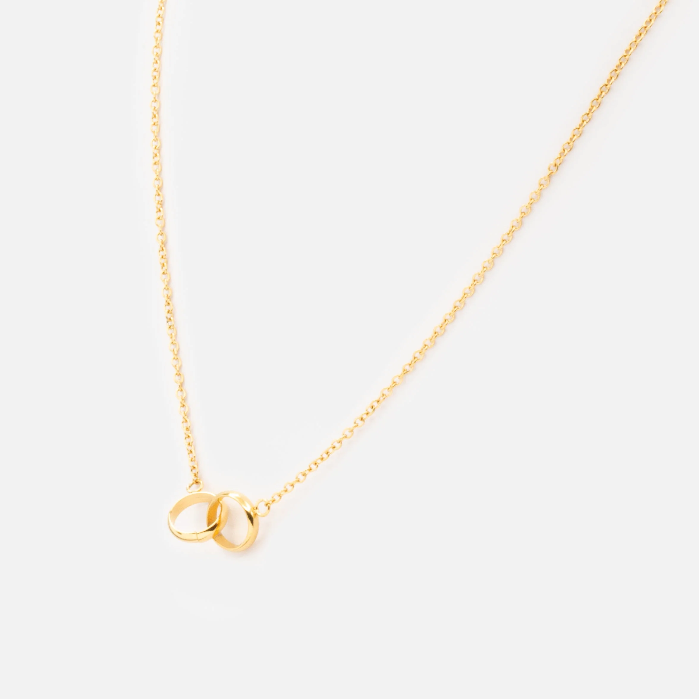 Collier doré double cercle en acier inoxydable - Image 2