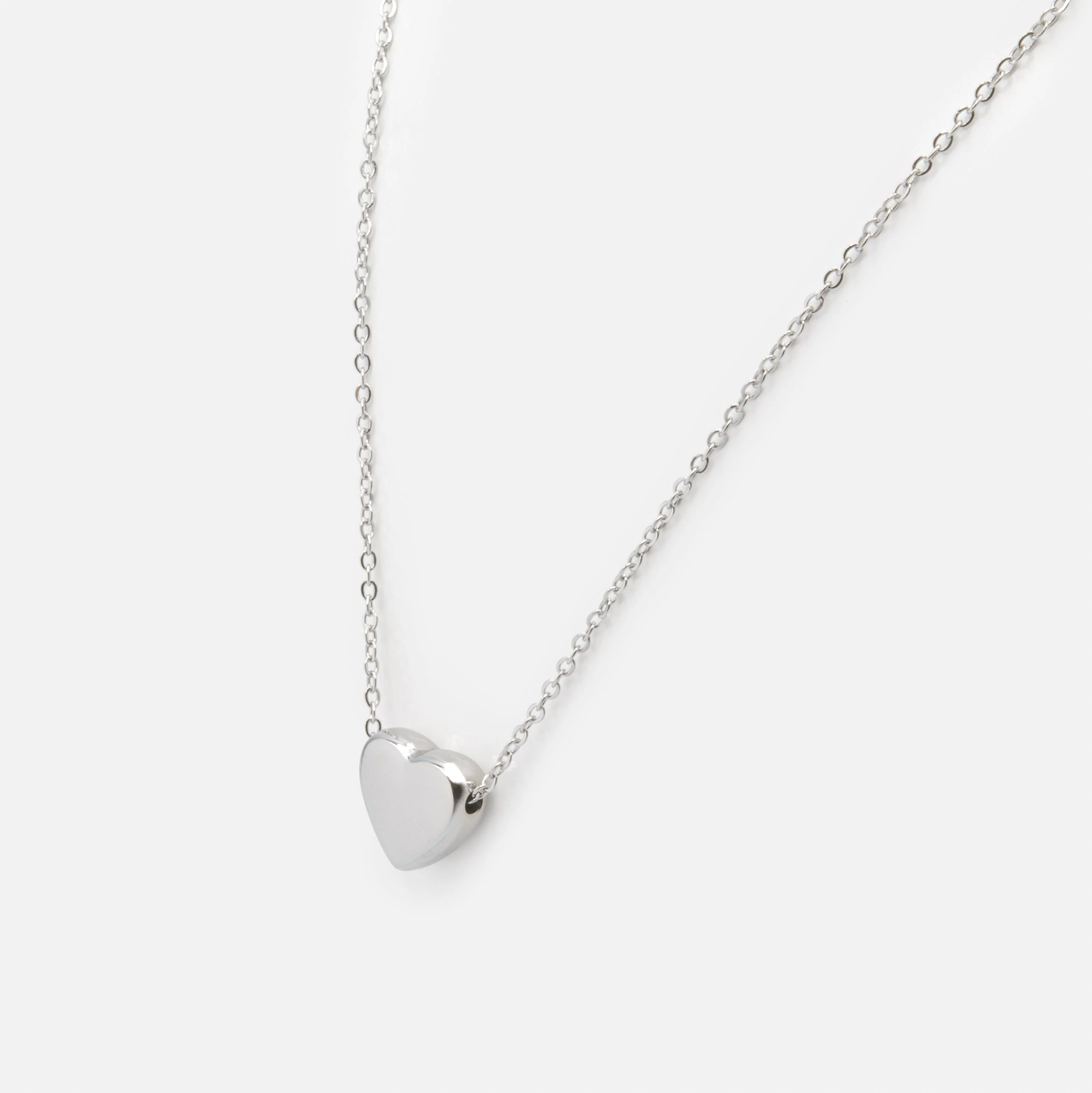 Collier argenté cœur épais en acier inoxydable - Image 2
