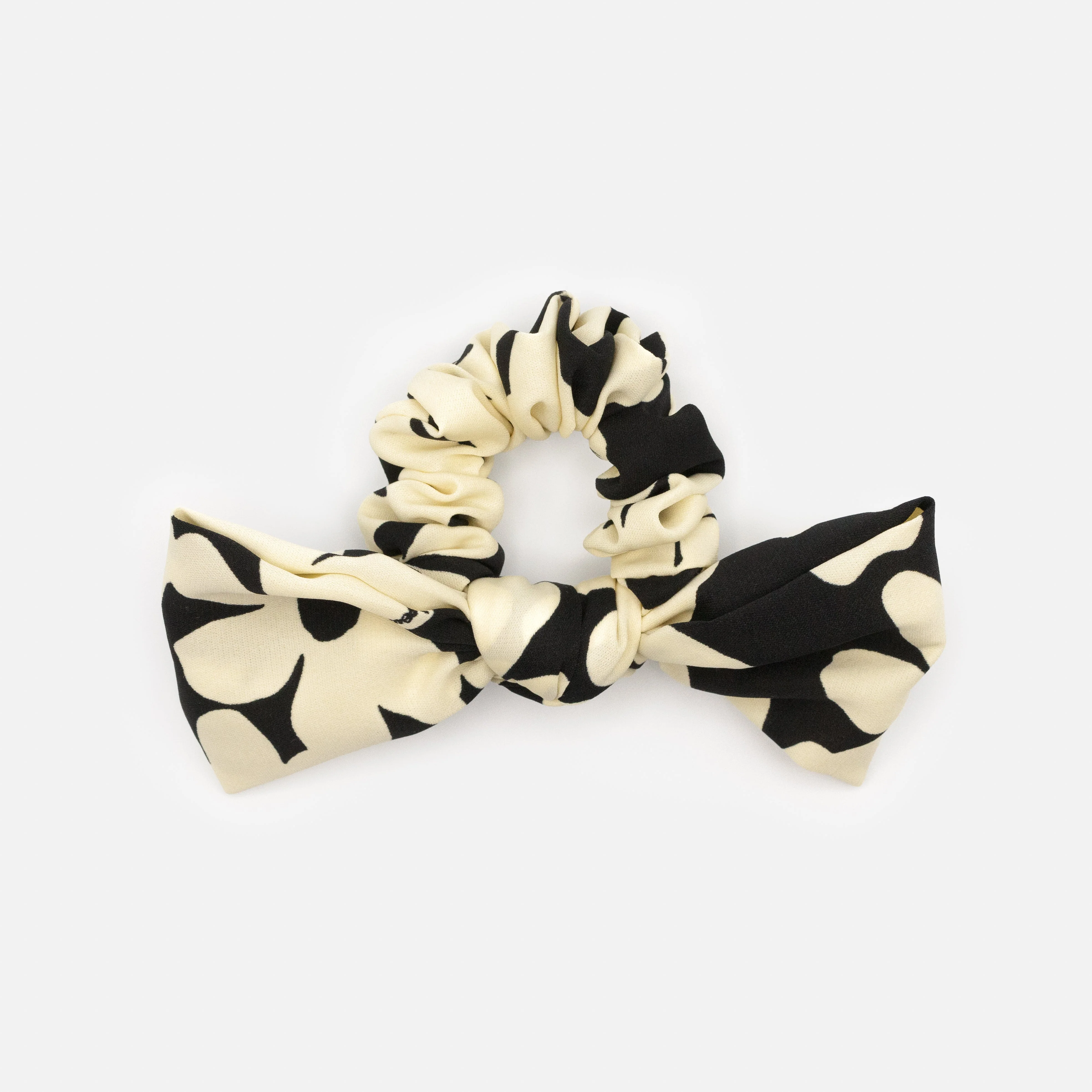 Chouchou à motif floral noir & ivoire avec boucle - Image 2