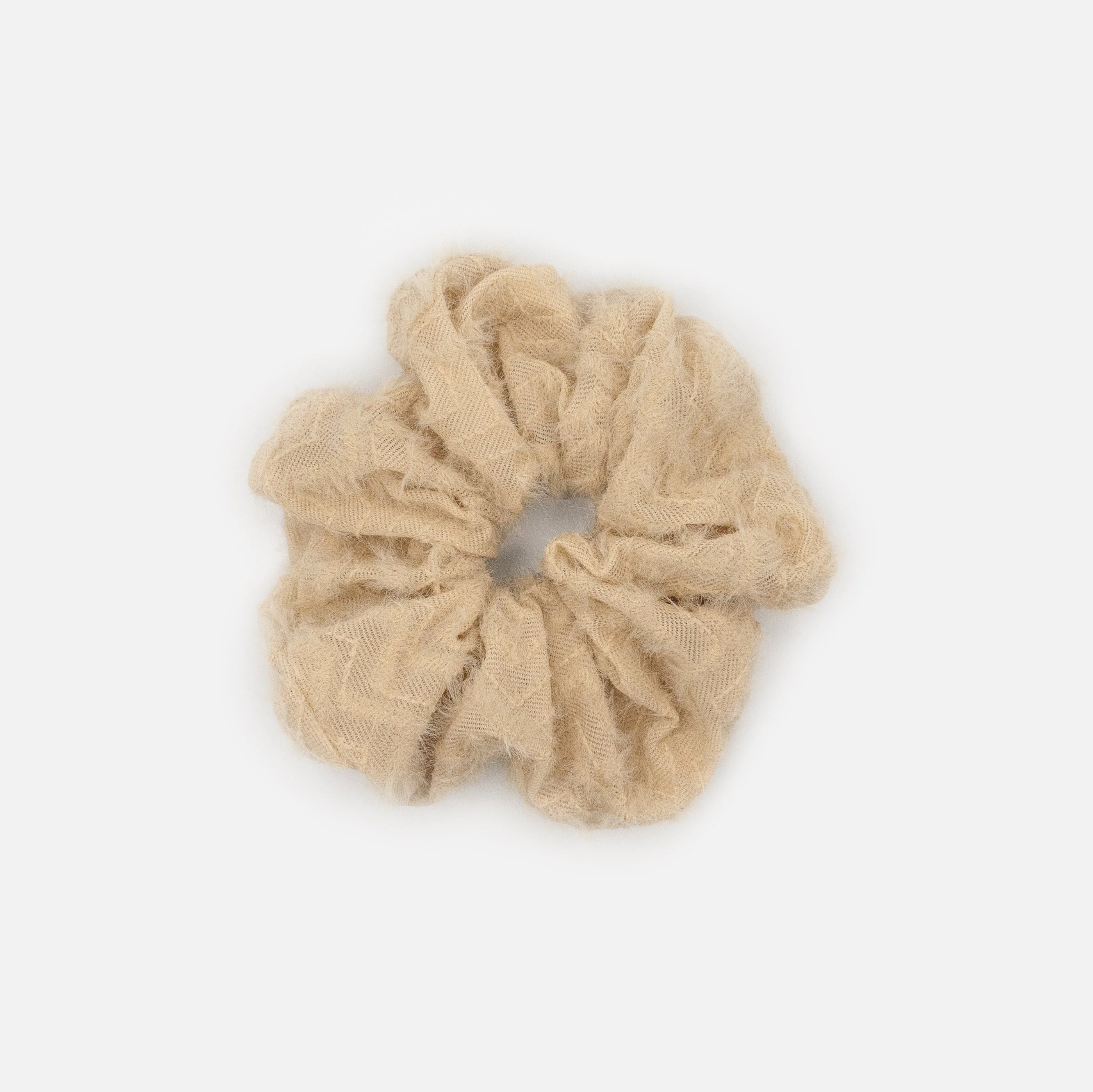 Chouchou beige à motif brodé & à l'aspect laineux - Image 2