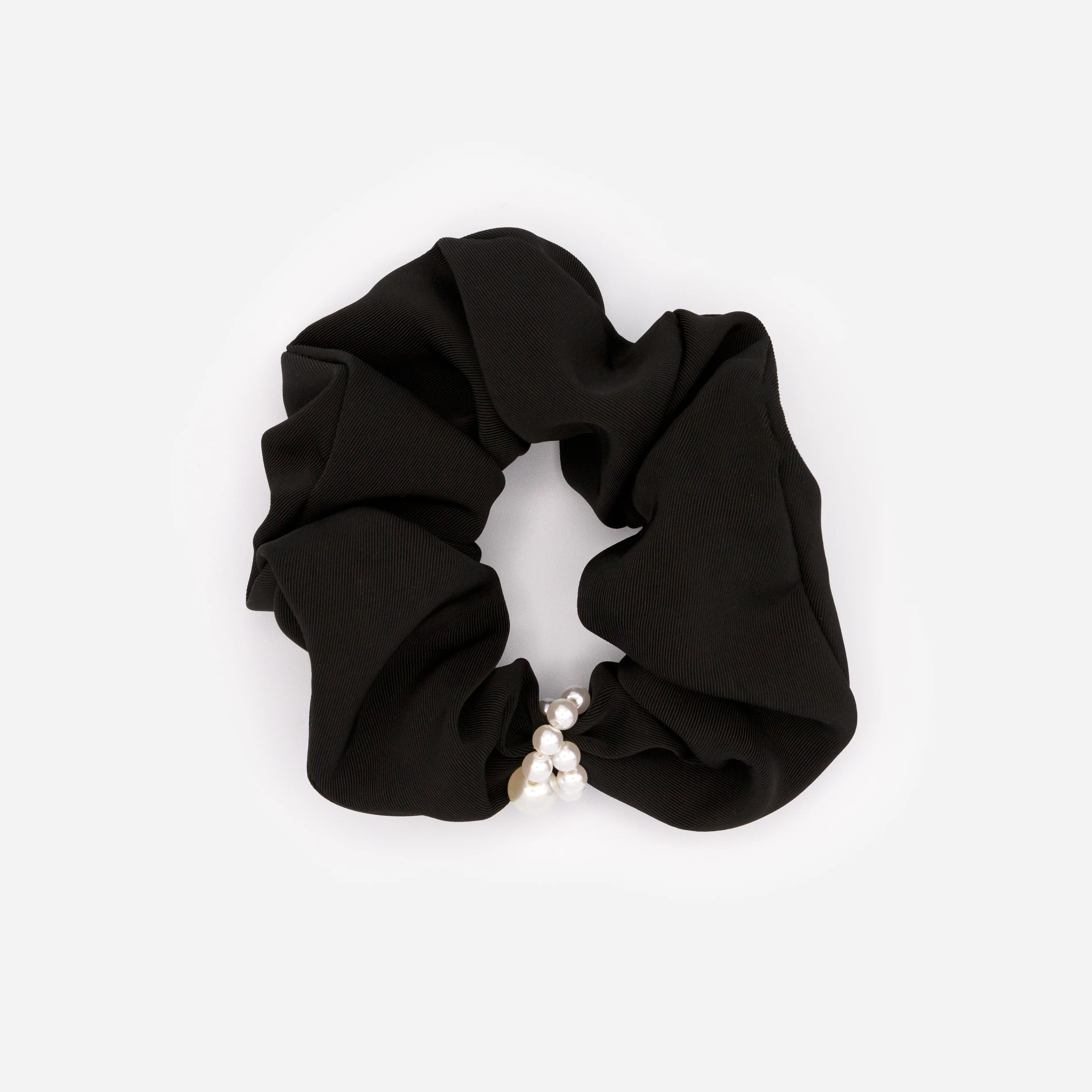 Chouchou noir avec noeud de perles - Image 2