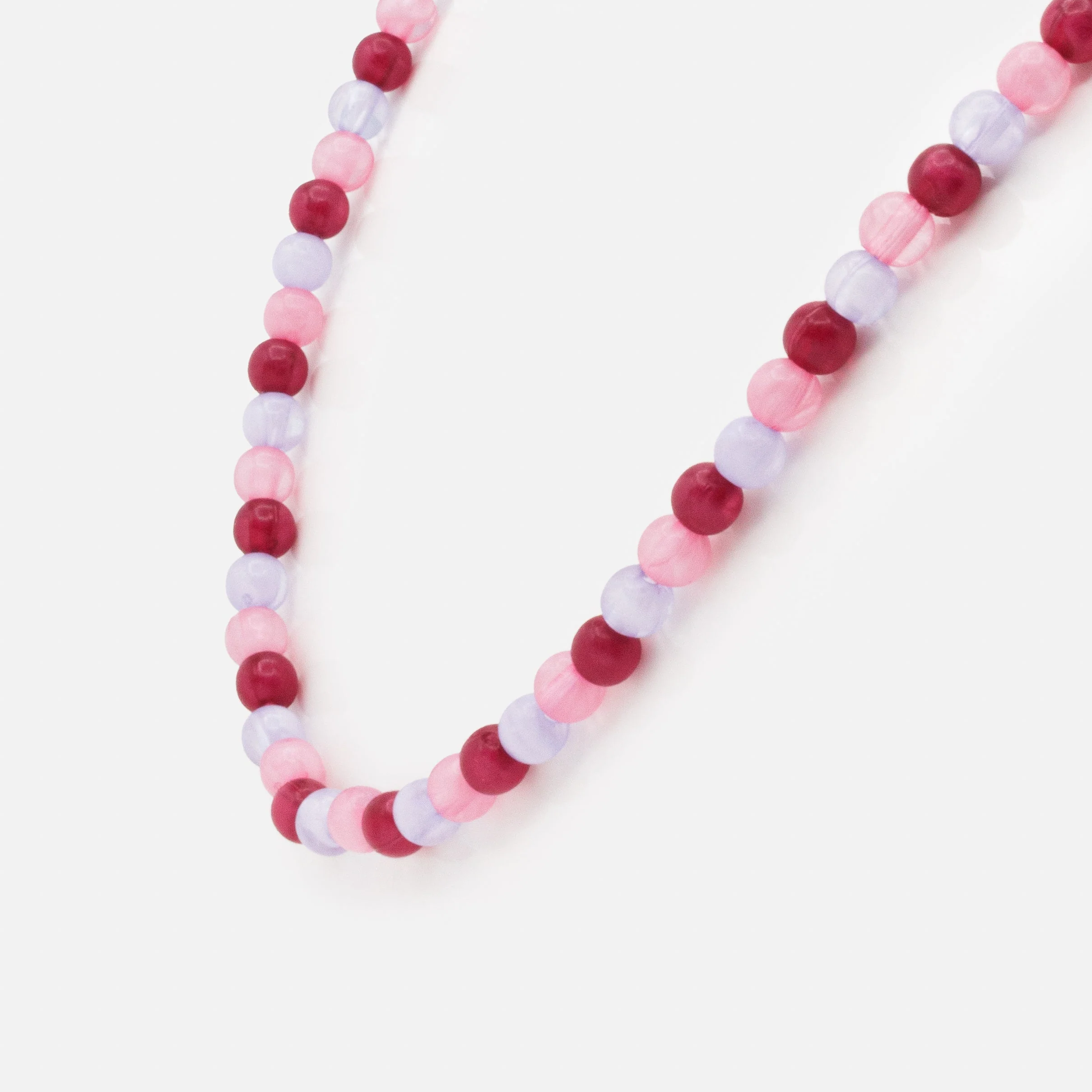 Collier à billes rondes lilas, rose pâle & rose foncé - Image 2