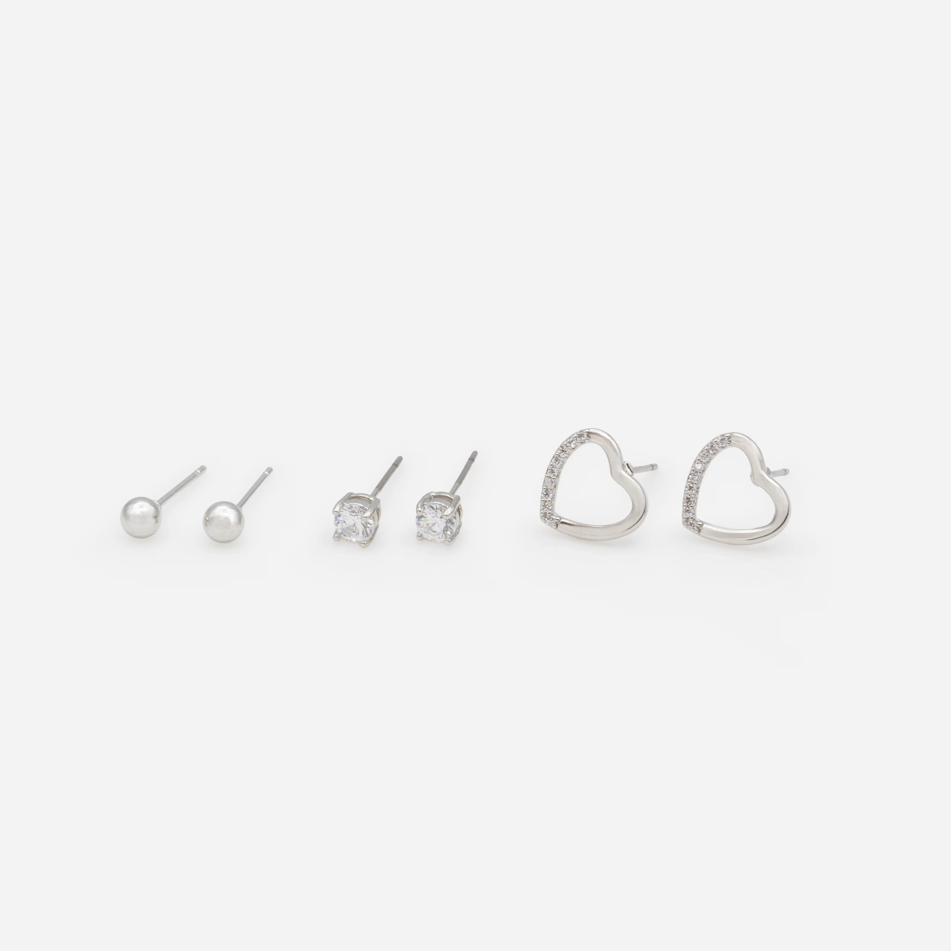 Trio de boucles d'oreilles argentées variées - Image 2