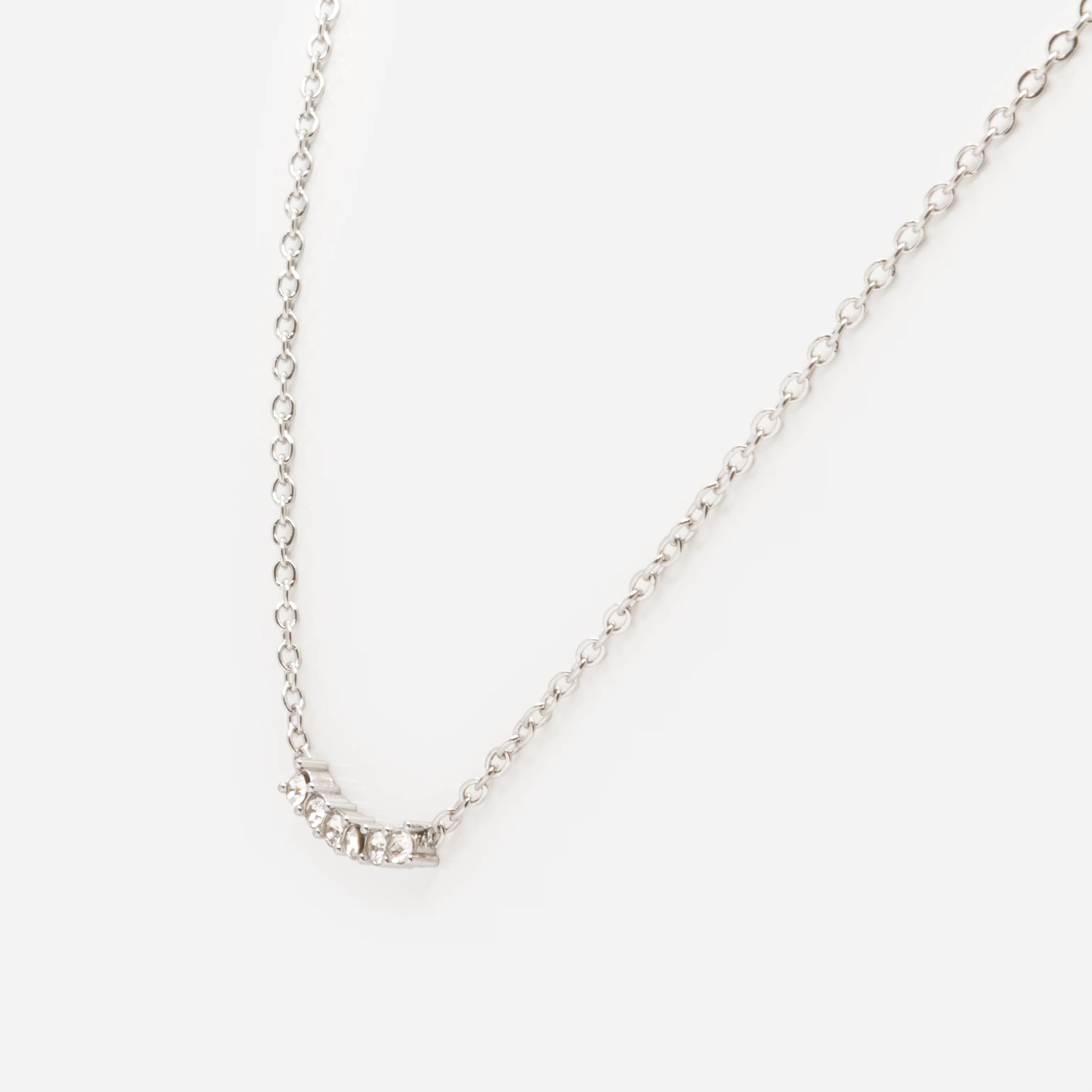 Collier argenté avec rang de petits zircons cubiques en acier inoxydable - Image 2