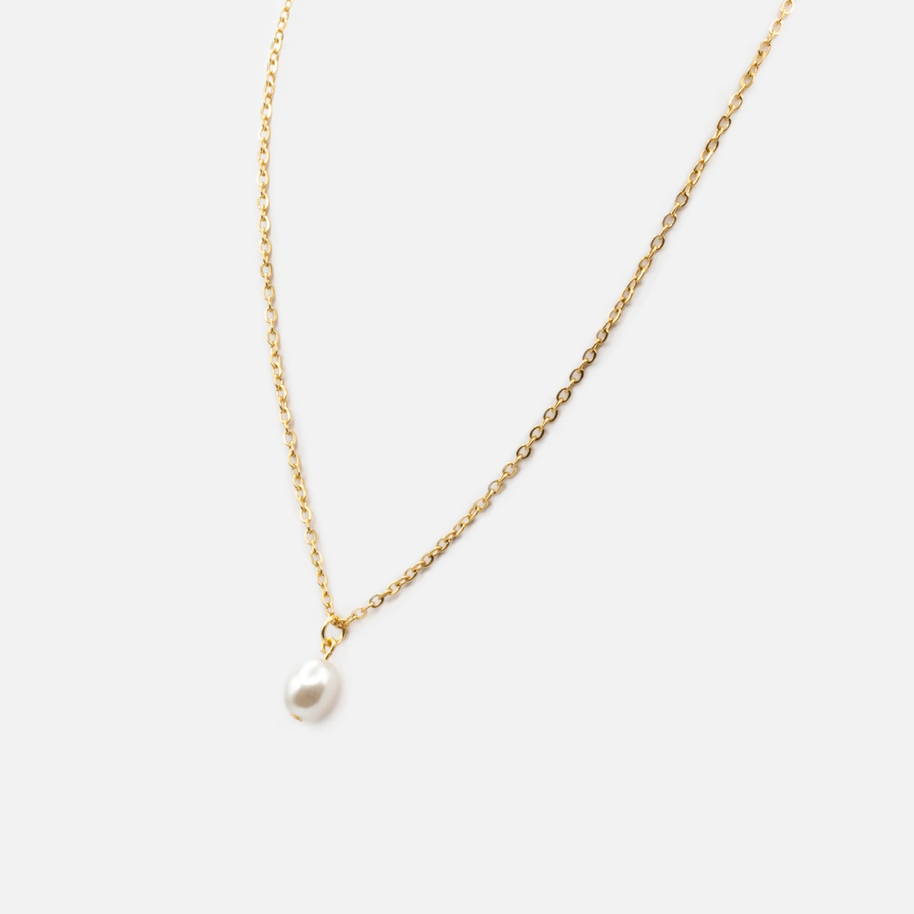 Collier doré breloque perle en acier inoxydable - Image 2
