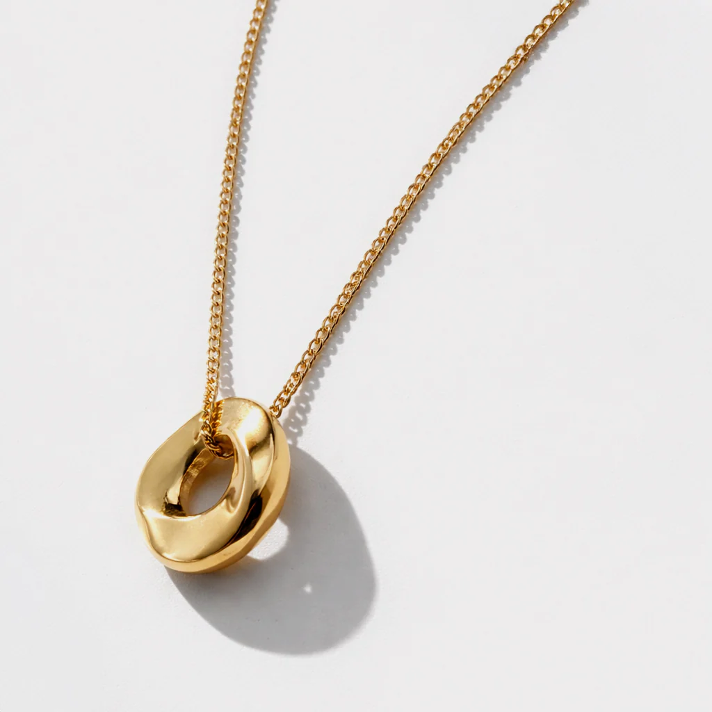 Collier & boucles d'oreilles dorés larges cercles imparfaits en acier inoxydable - Image 4