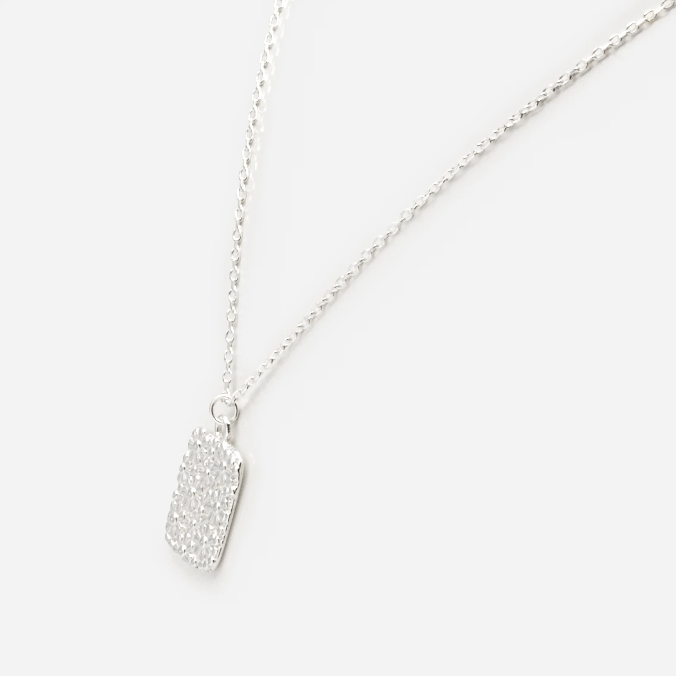 Collier avec breloque plaque fleurie en argent sterling - Image 2