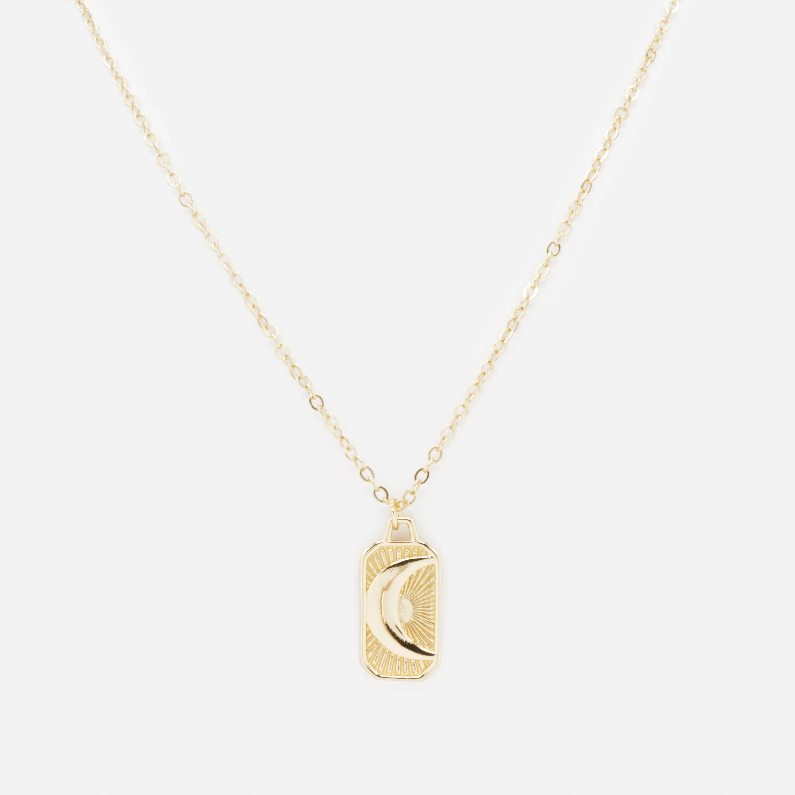 Collier doré avec breloque texturée croissant de lune