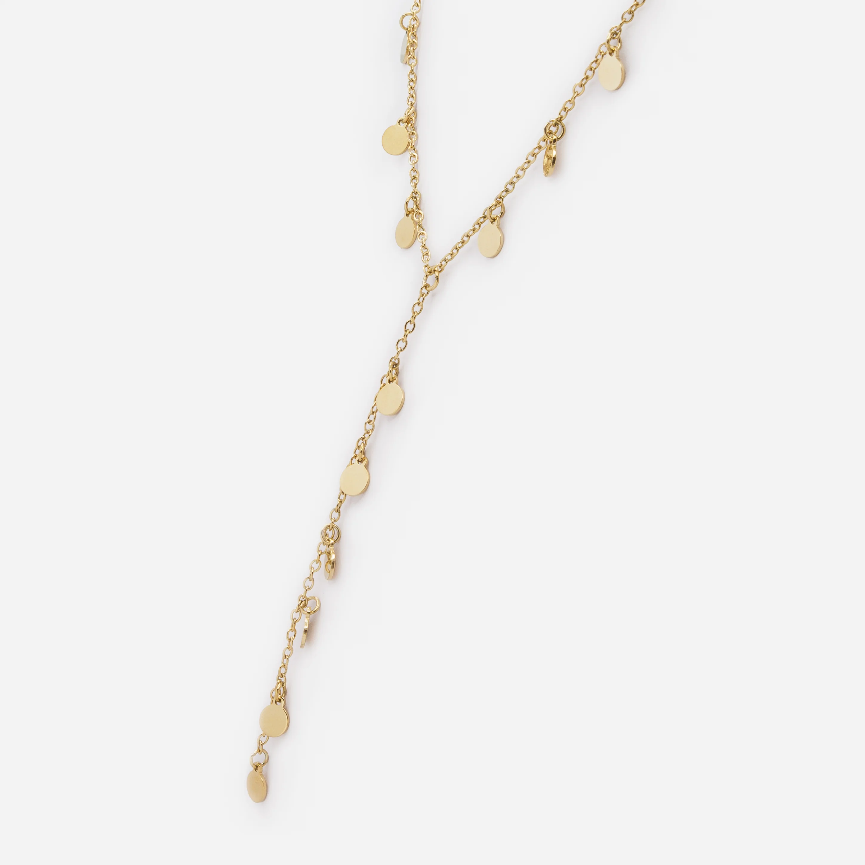 Collier doré avec breloques rondes et long pendentif en acier inoxydable - Image 2