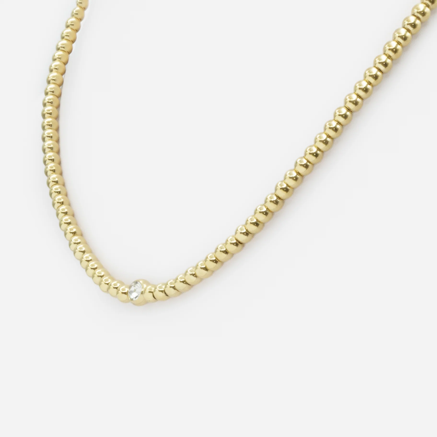 Collier court doré avec zircon cubique central en acier inoxydable - Image 2